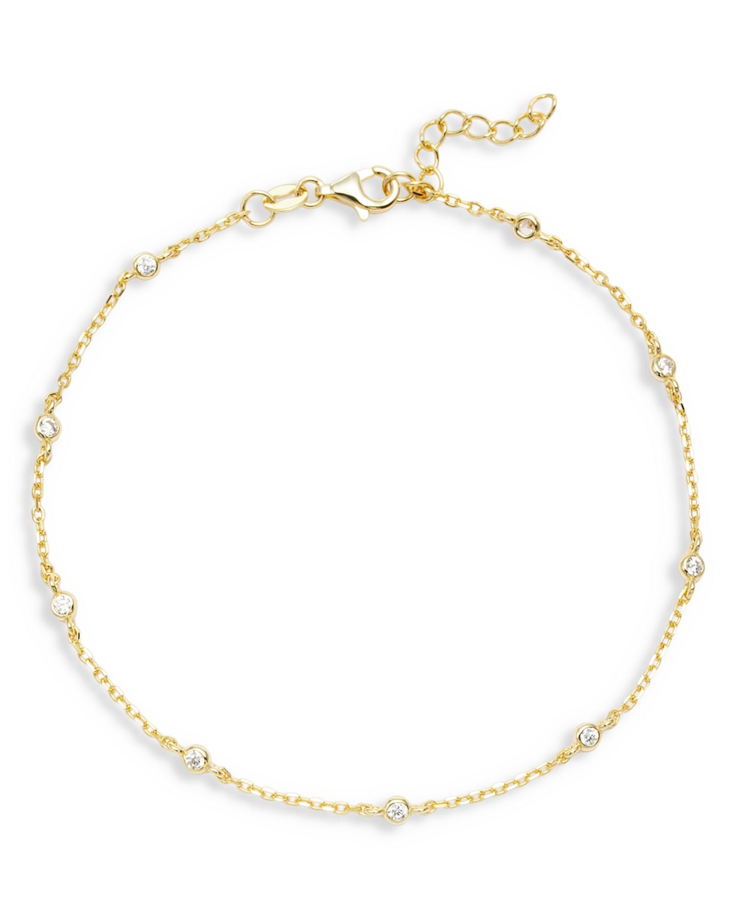 Emily Cubic Zirconia Ankle Bracelet in 14K Gold Vermeil Sterling Silver