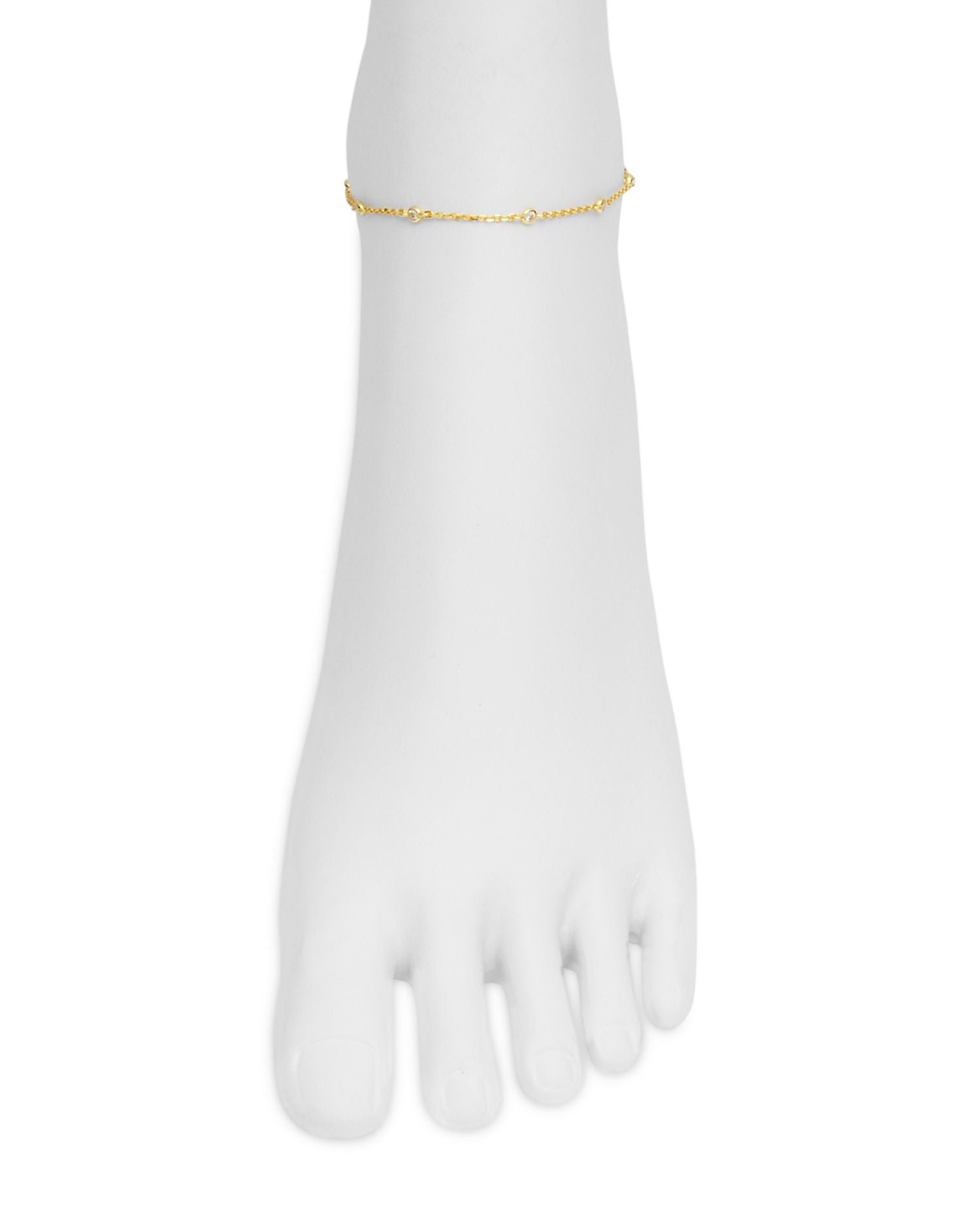 Emily Cubic Zirconia Ankle Bracelet in 14K Gold Vermeil Sterling Silver
