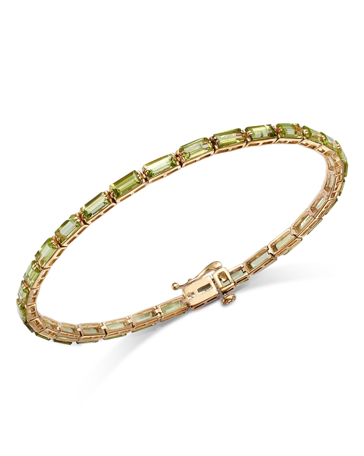 Peridot Baguette Statement Bracelet in 14K Yellow Gold