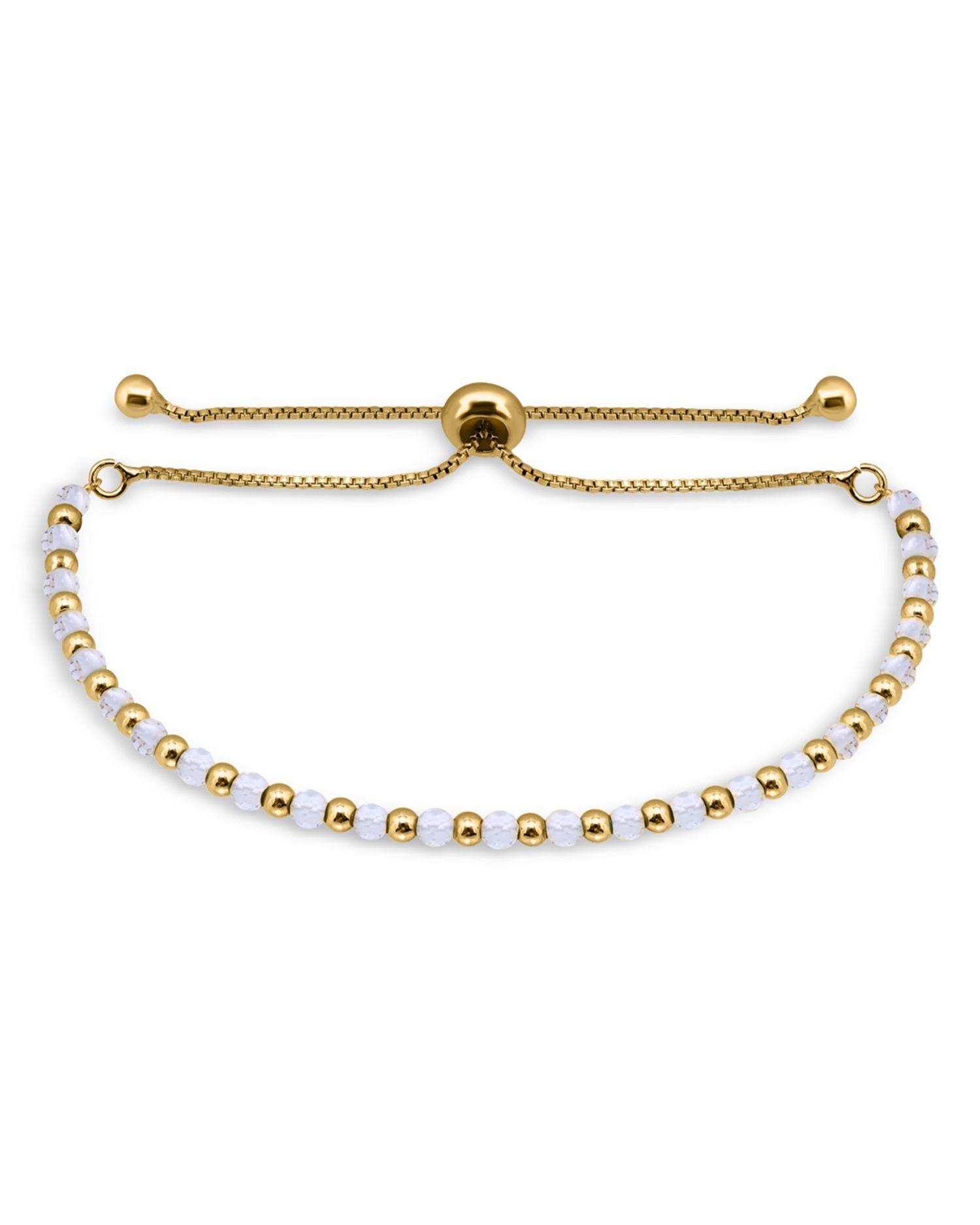 Crystal & Polished Bead Bolo Bracelet - Exclusive