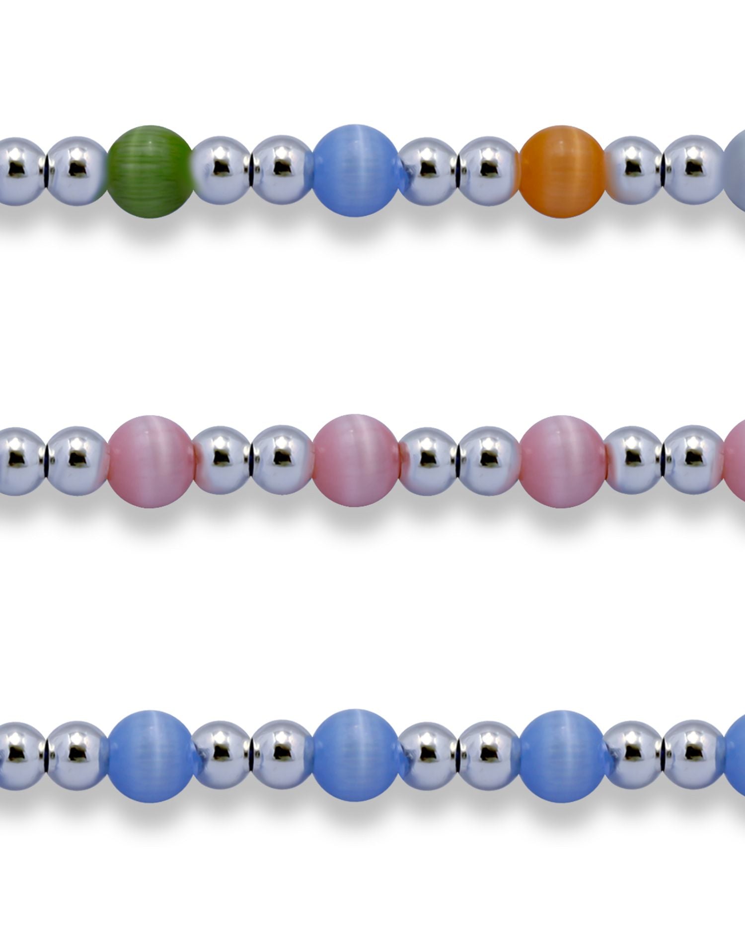 Cats Eye & Polished Bead Stretch Bracelet, Set of 3 - Exclusive