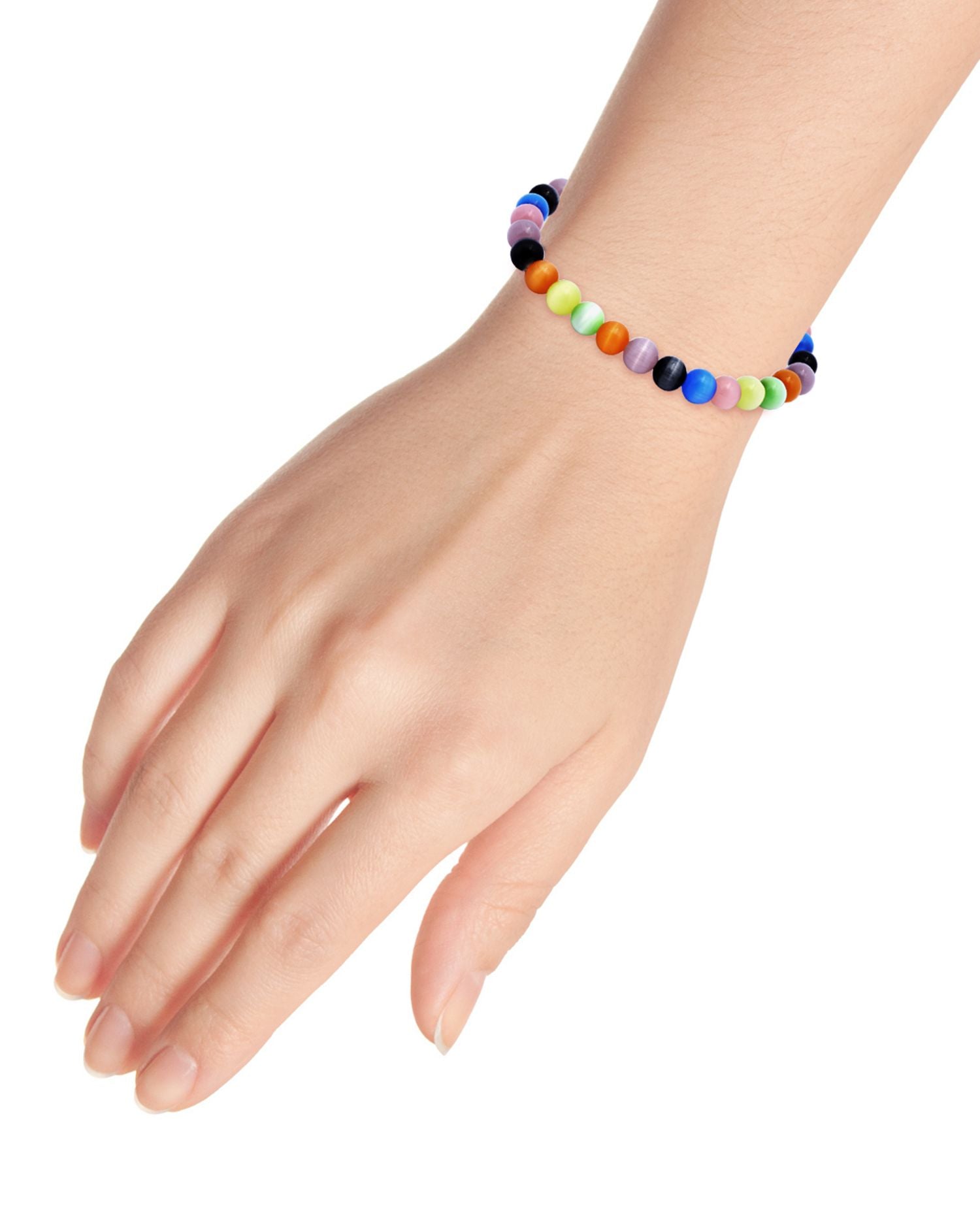 Cats Eye Multi Bead Stretch Bracelet- Exclusive