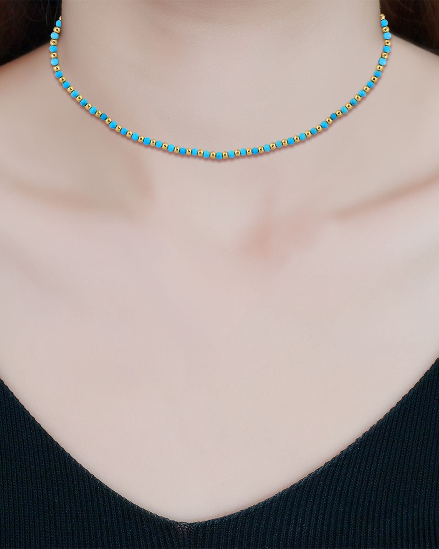 Howlite Chryscolla & Polished Bead Collar Necklace, 15.5-17.5"  - Exclusive