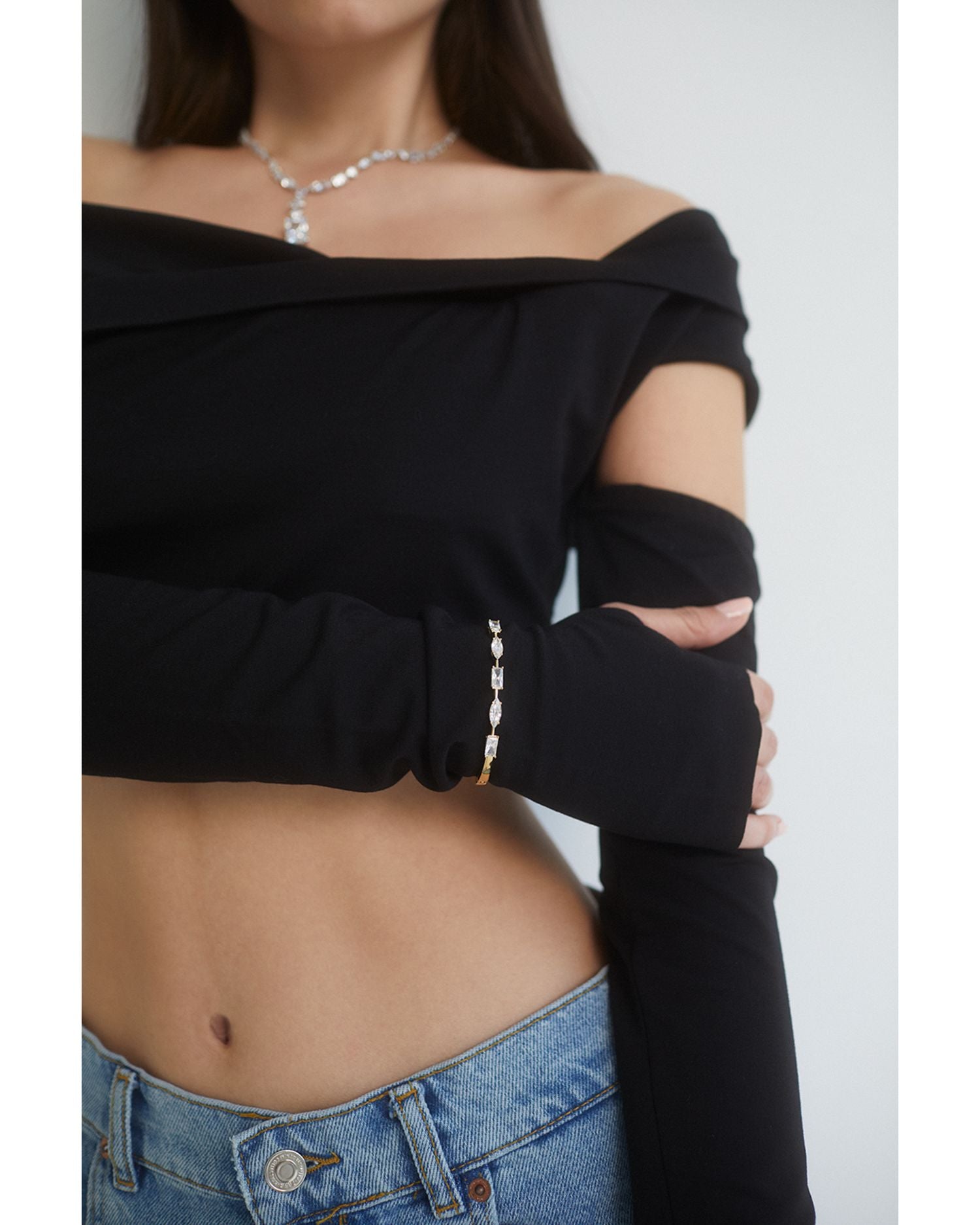 Rare Jewels Cubic Zirconia Bangle Bracelet in 18K Gold Plated