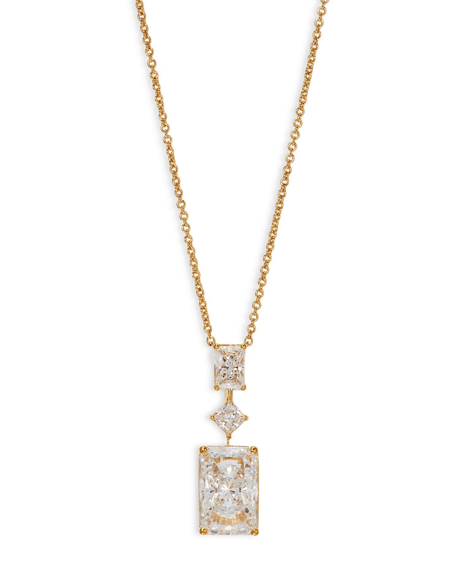 Rare Jewels Cubic Zirconia Pendant Necklace 18K Gold Plated, 16'-18'