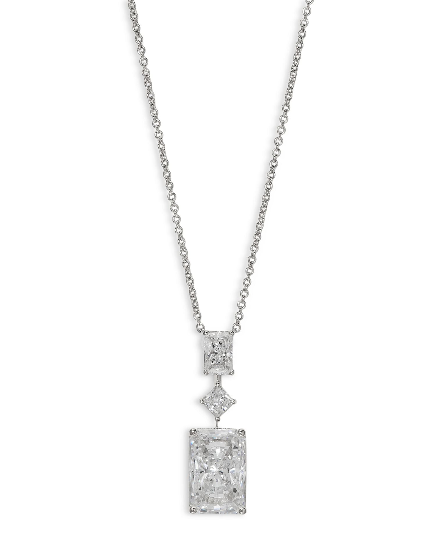 Rare Jewels Cubic Zirconia Pendant Necklace Rhodium Plated, 16'-18'