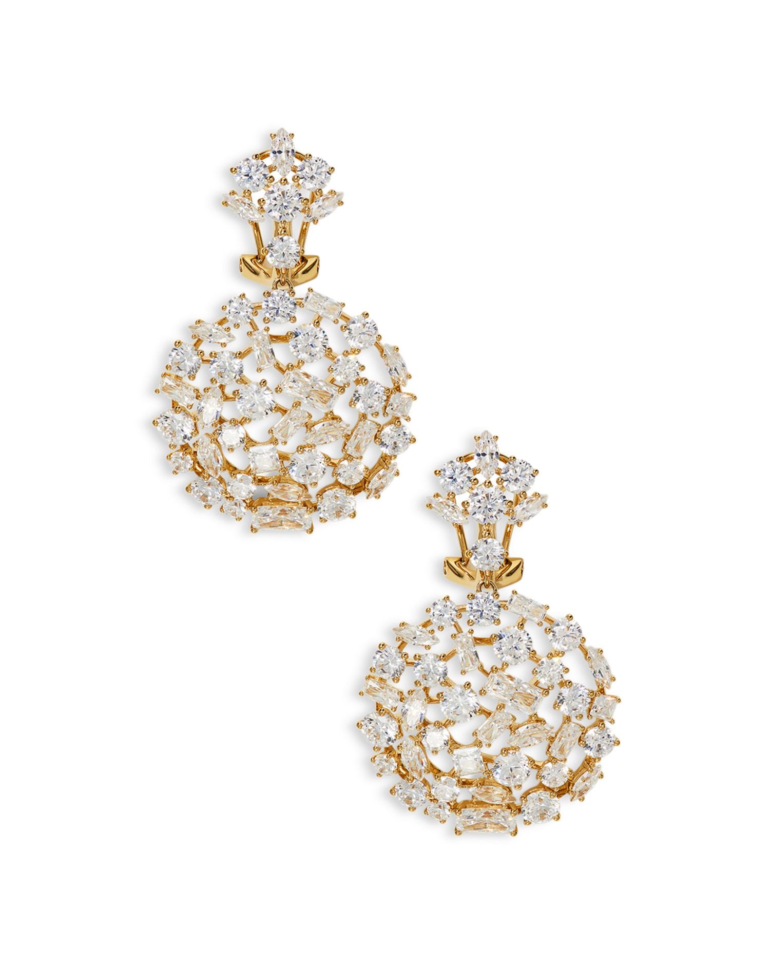 Rare Jewels Cubic Zirconia Cluster Drop Earrings in 18K Gold Plated