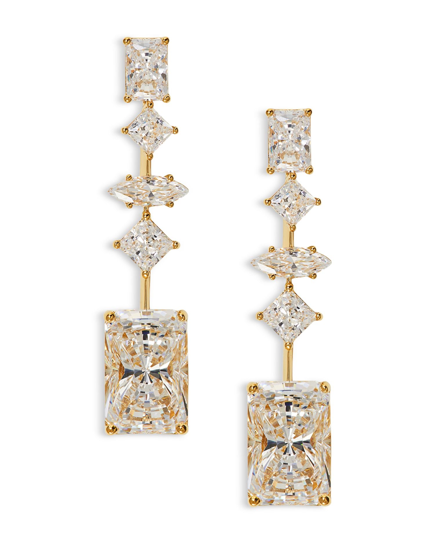 Rare Jewels Cubic Zirconia Linear Drop Earrings in 18K Gold Plated