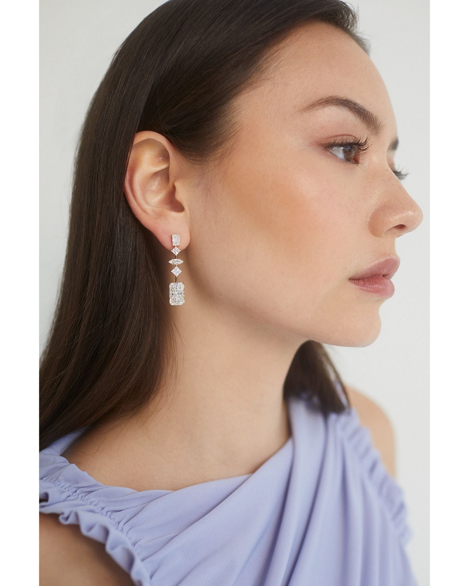 Rare Jewels Cubic Zirconia Linear Drop Earrings in 18K Gold Plated