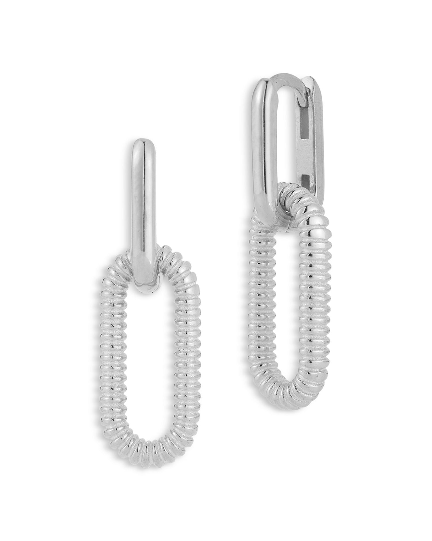Ribbed Link Drop Earrings  - Exclusive
