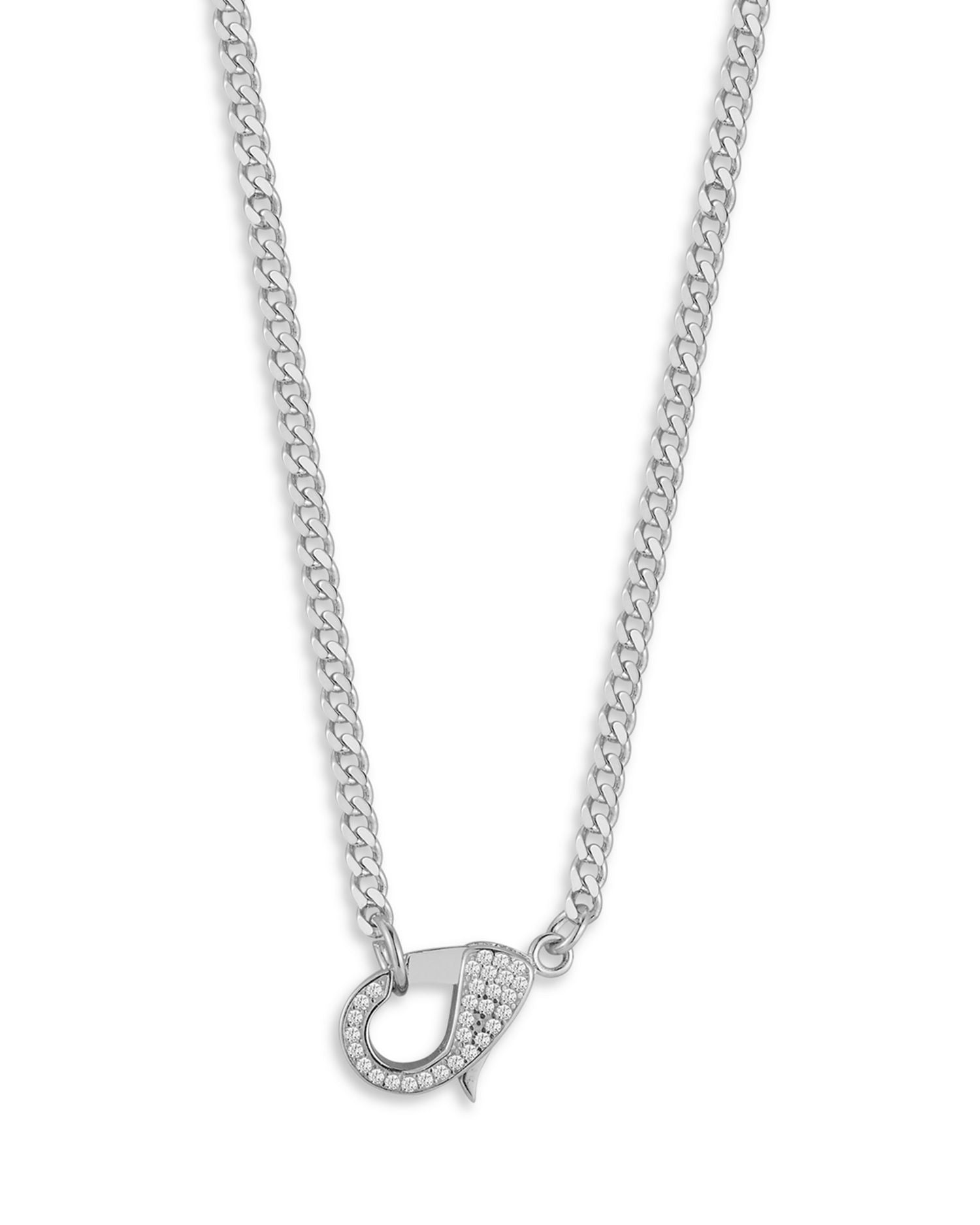 Cubic Zirconia Lobster Clasp Curb Link Necklace, 16' - Exclusive
