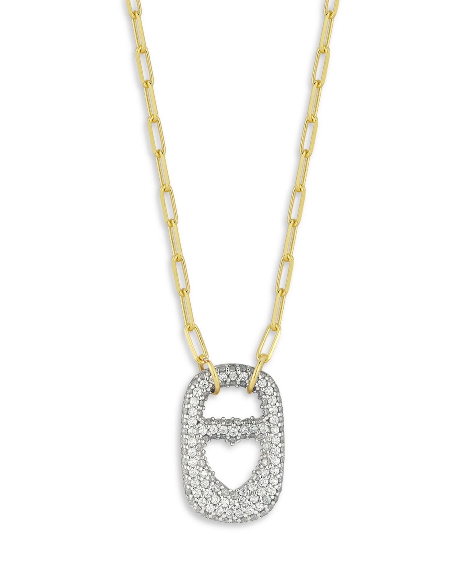 Cubic Zirconia Pavé Heart Soda Tag Pendant Necklace, 17-18'  - Exclusive