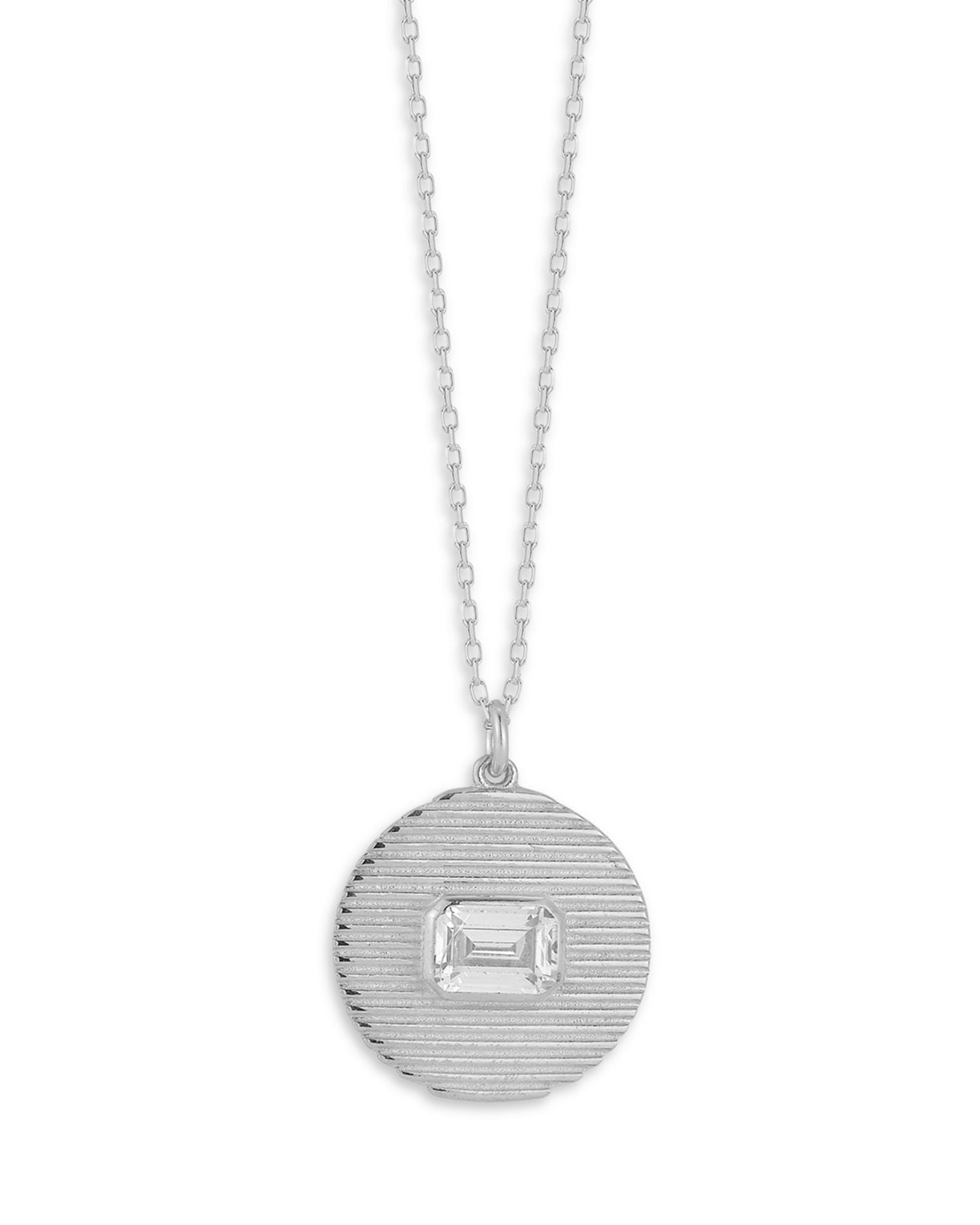 Cubic Zirconia Ribbed Disc Pendant Necklace, 16'-18' - Exclusive