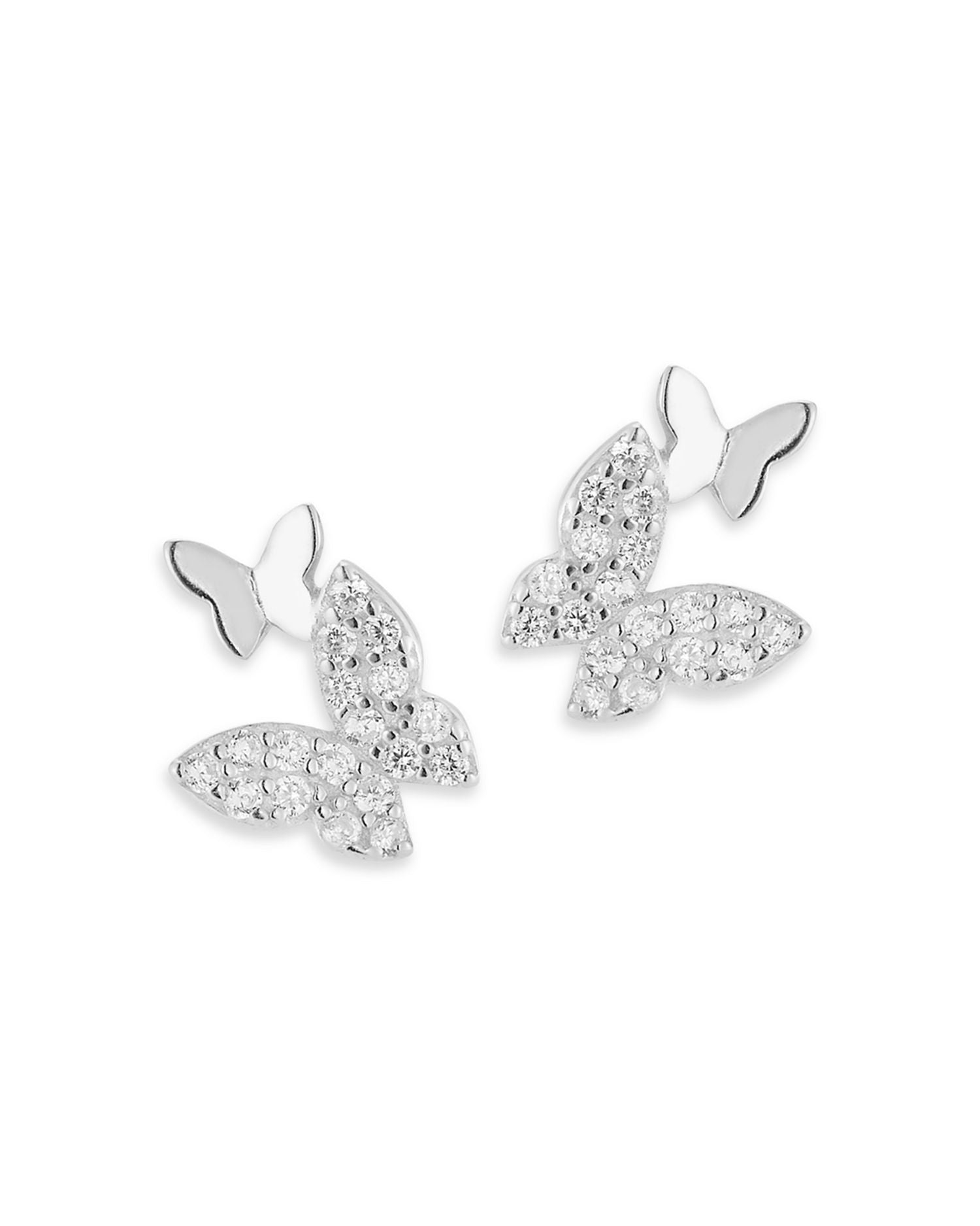 Cubic Zirconia Pavé Butterfly Stud Earrings - Exclusive