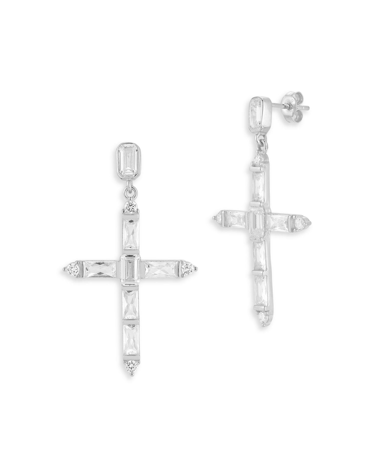 Cubic Zirconia Cross Drop Earrings  - Exclusive