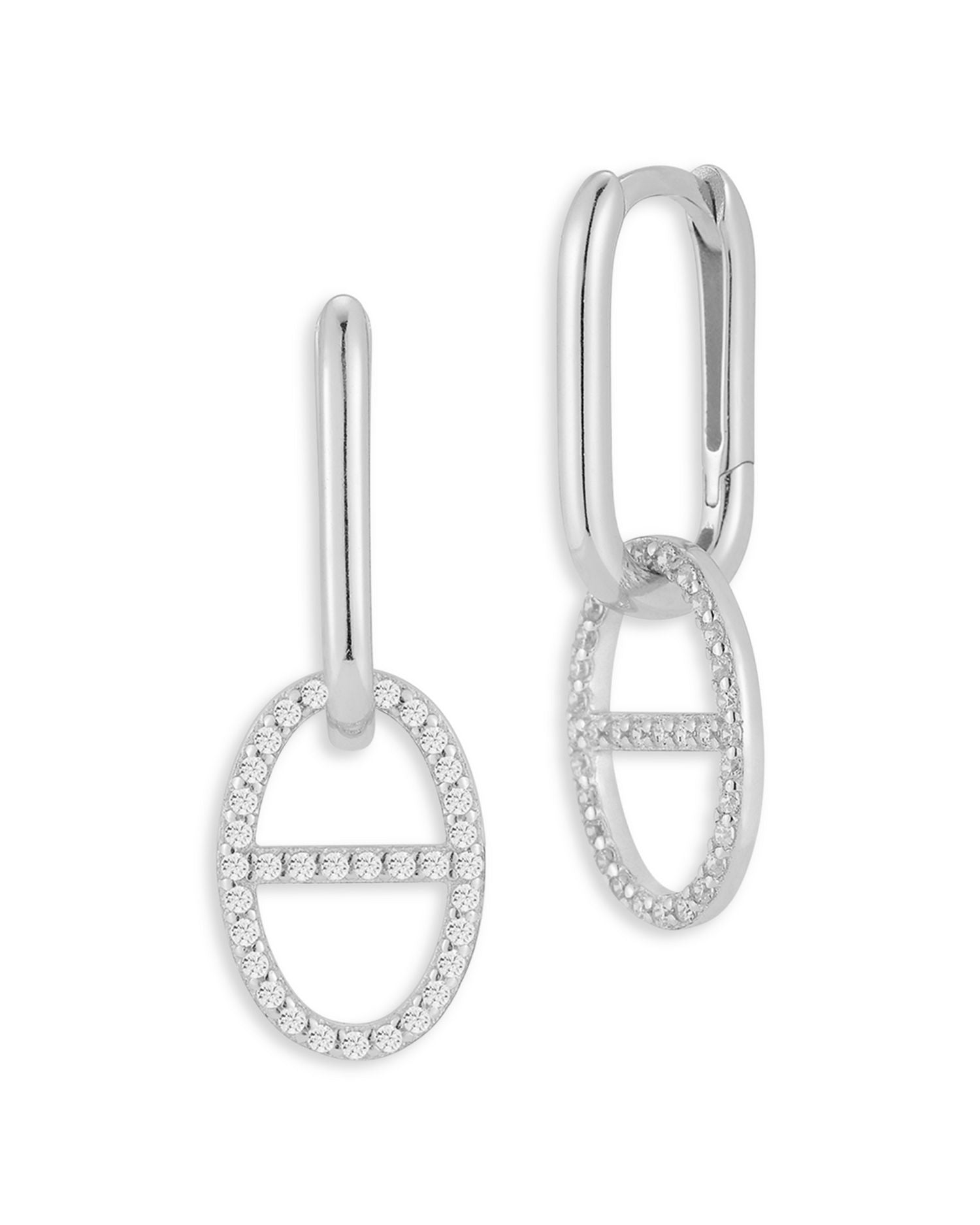 Cubic Zirconia Pavé Mariner Link Drop Earrings  - Exclusive