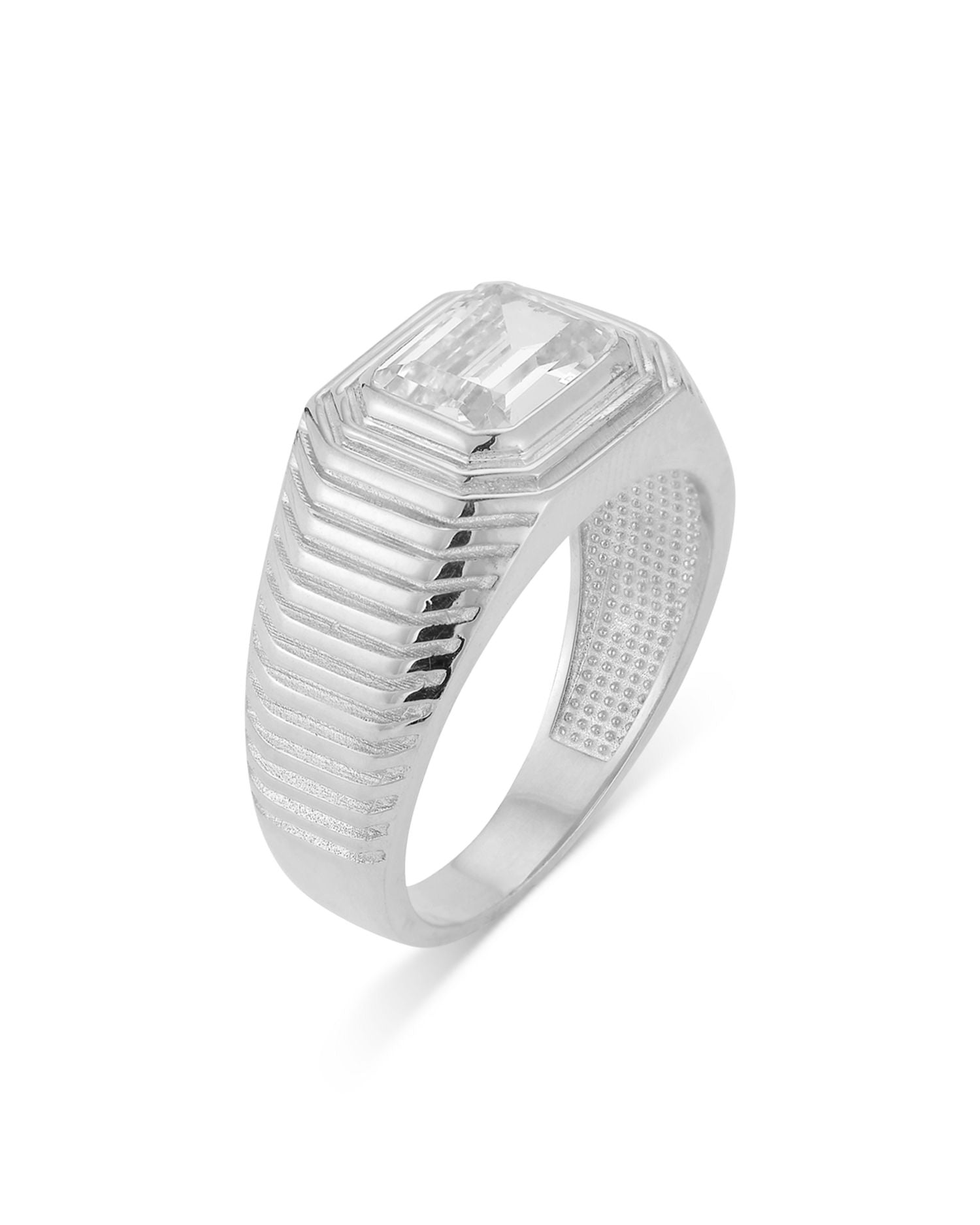 Cubic Zirconia Ribbed Dome Ring  - Exclusive