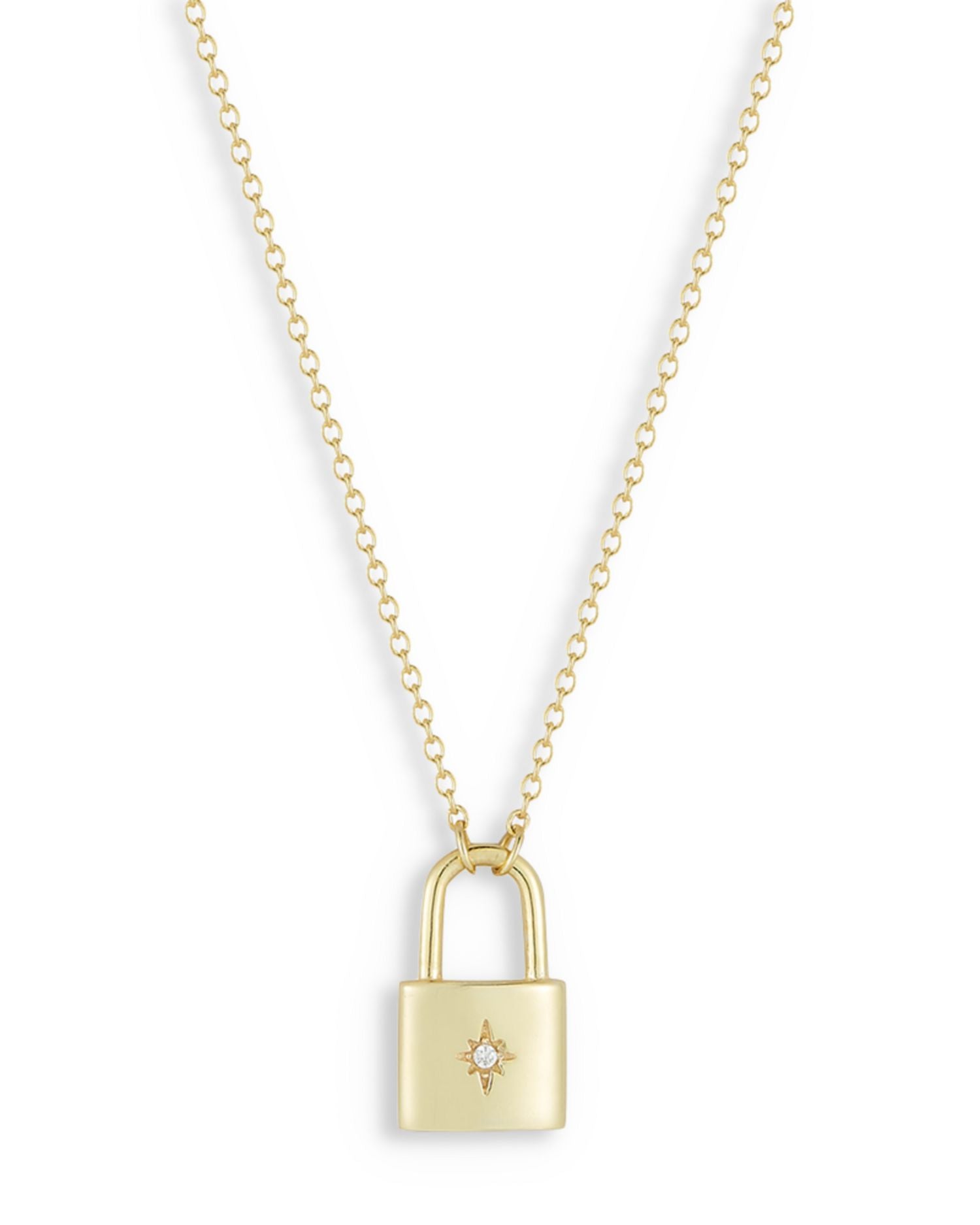 Pavé Star Padlock Pendant Necklace, 16'-18' - Exclusive