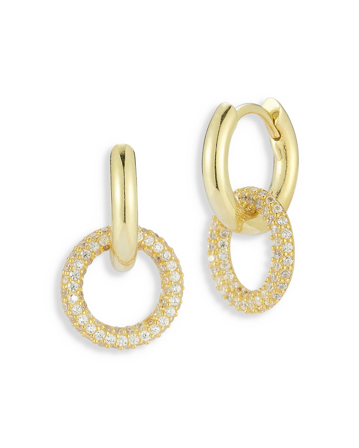 Cubic Zirconia Pavé Circle Drop Earrings - Exclusive