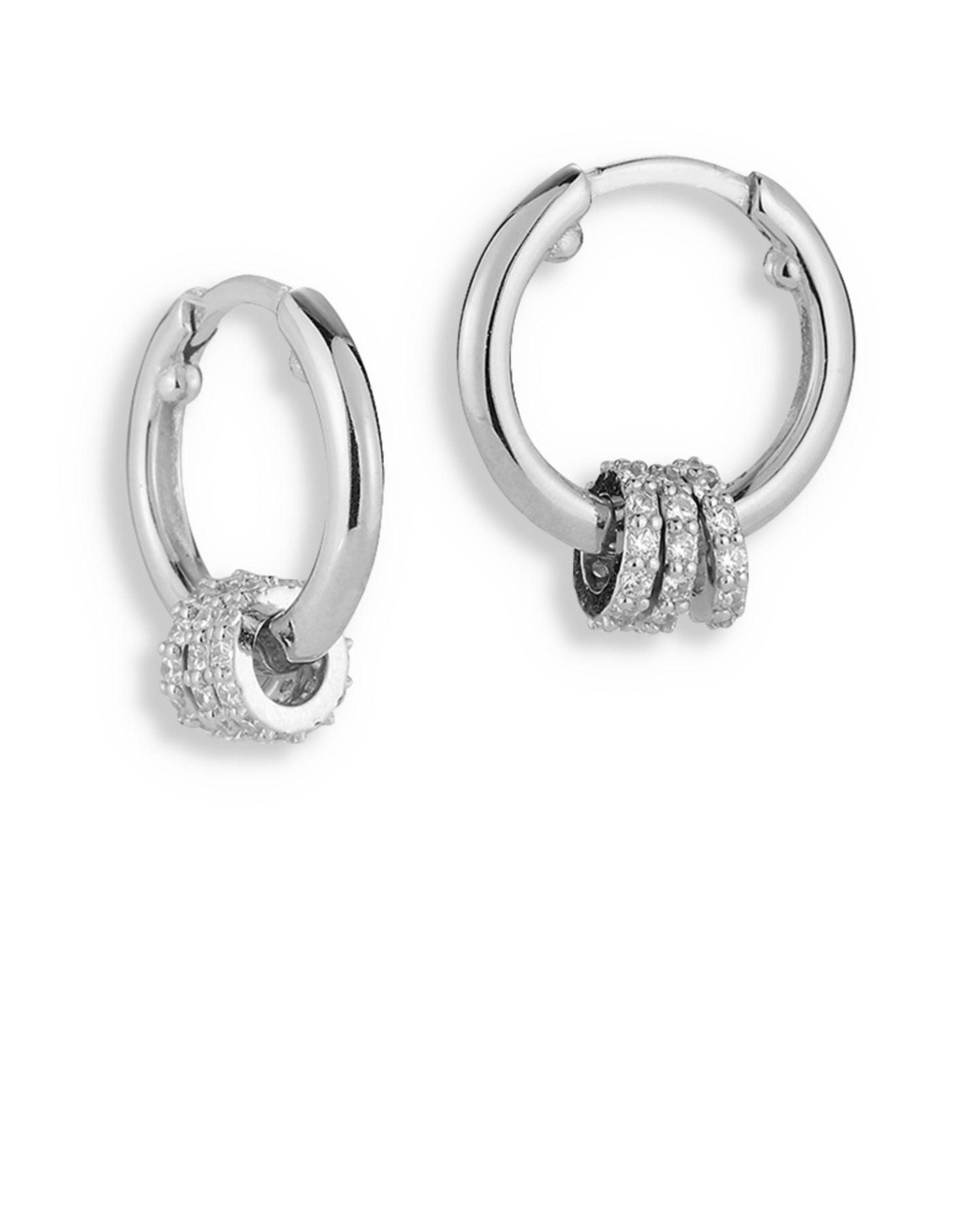 Pavé Triple Ring Hoop Earrings - Exclusive