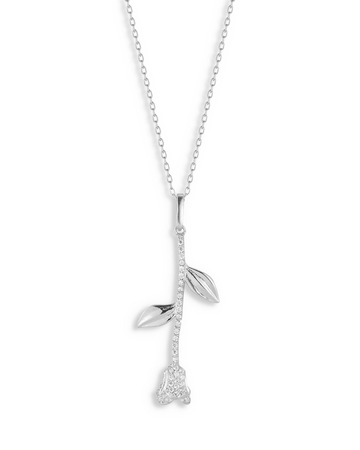 Pavé 3D Rose Pendant Necklace, 16'-17.5' - Exclusive