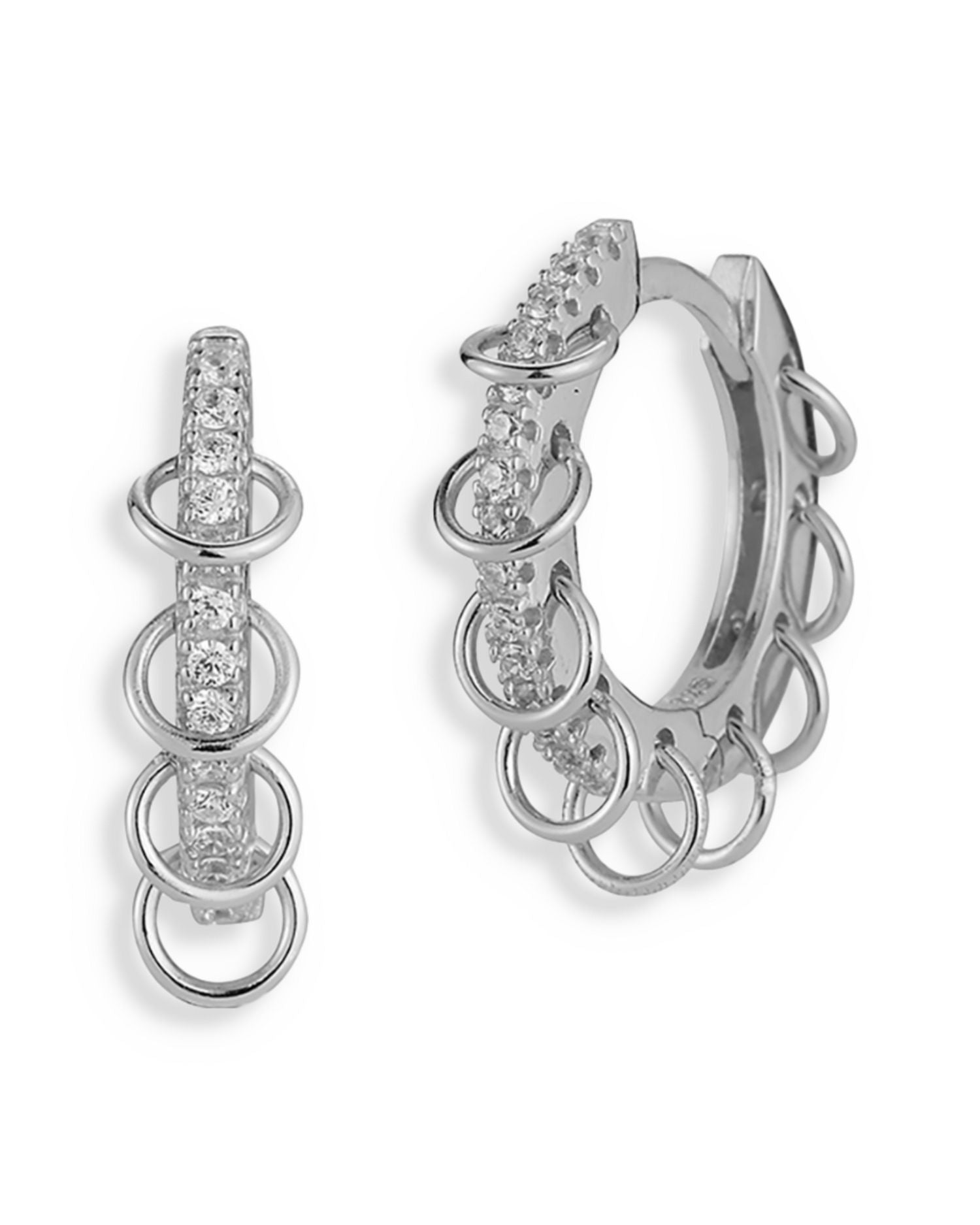 Cubic Zirconia Multi Ring Huggie Hoop Earrings - Exclusive