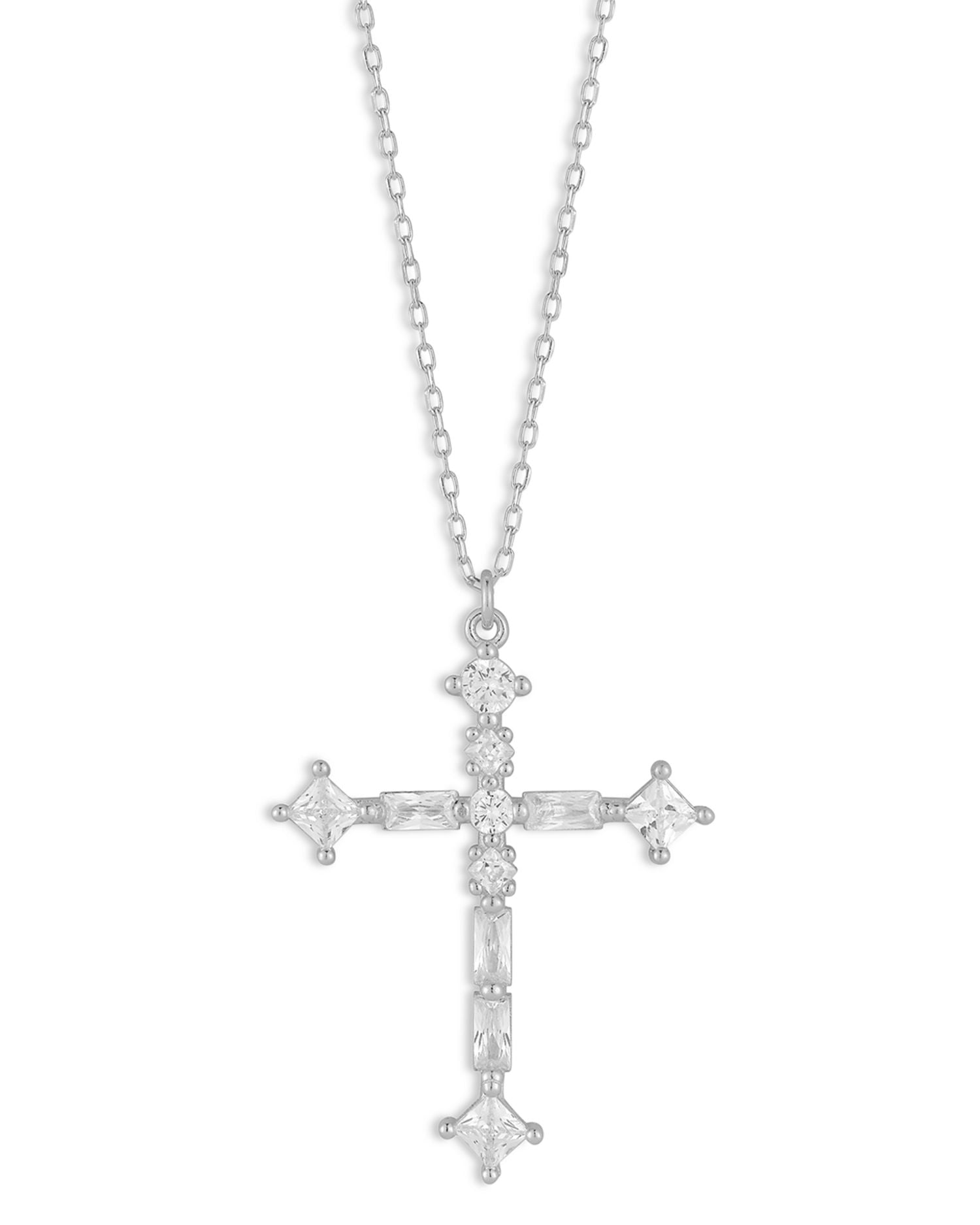 Cubic Zirconia Cross Pendant Necklace, 16.5'-18' - Exclusive