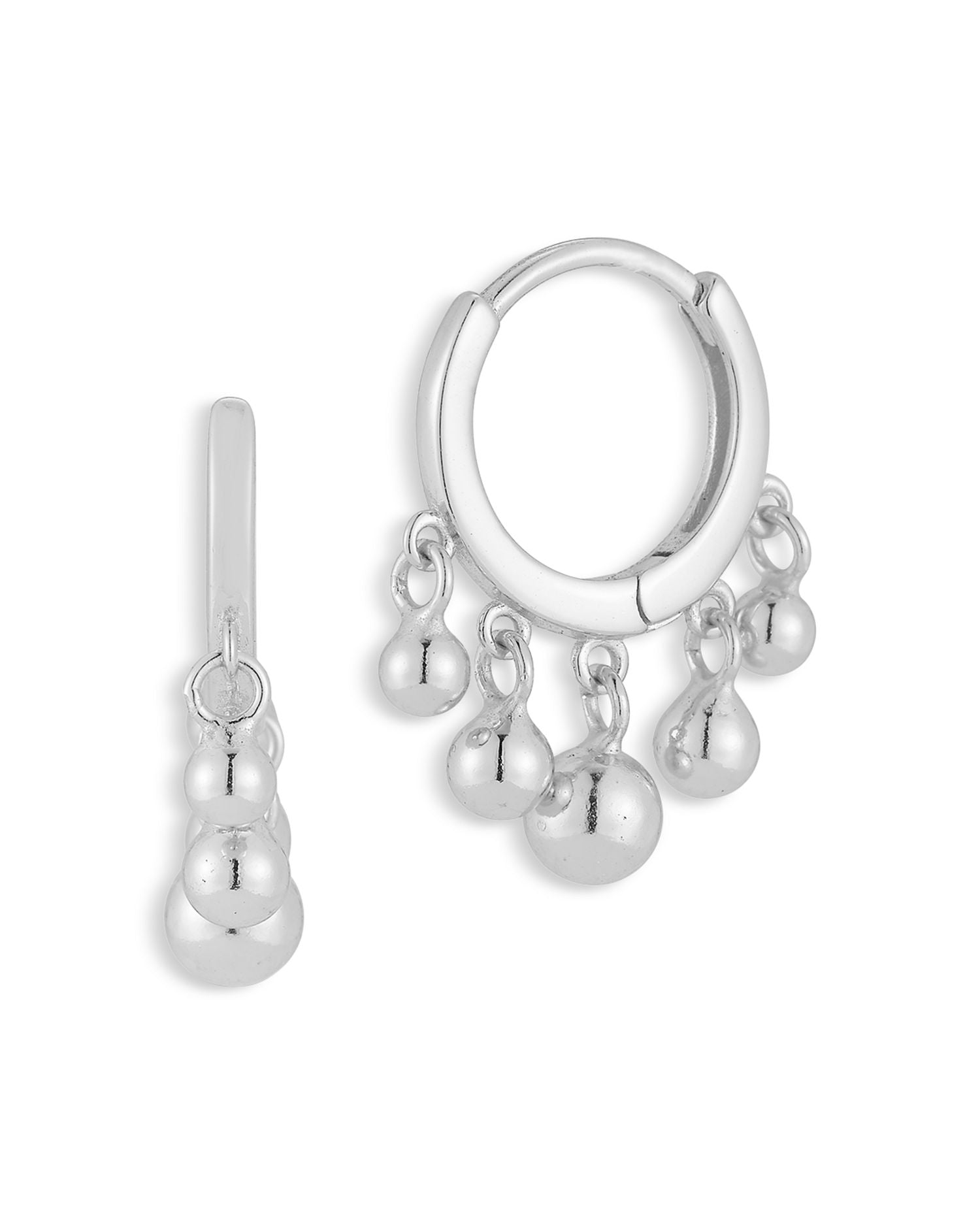 Graduated Ball Charm Hoop Earrings - Exclusive