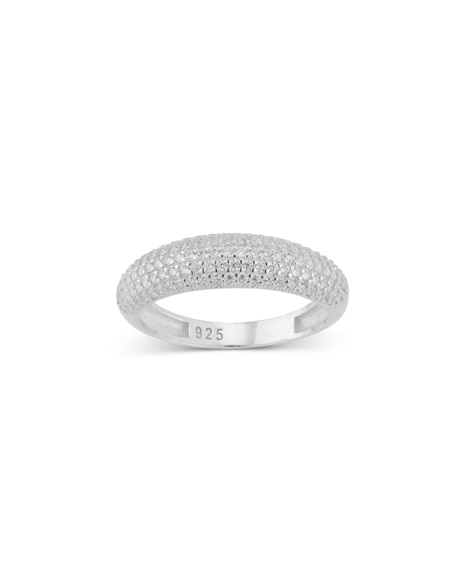 Pavé Dome Band Ring in Rhodium Plated Sterling Silver - Exclusive