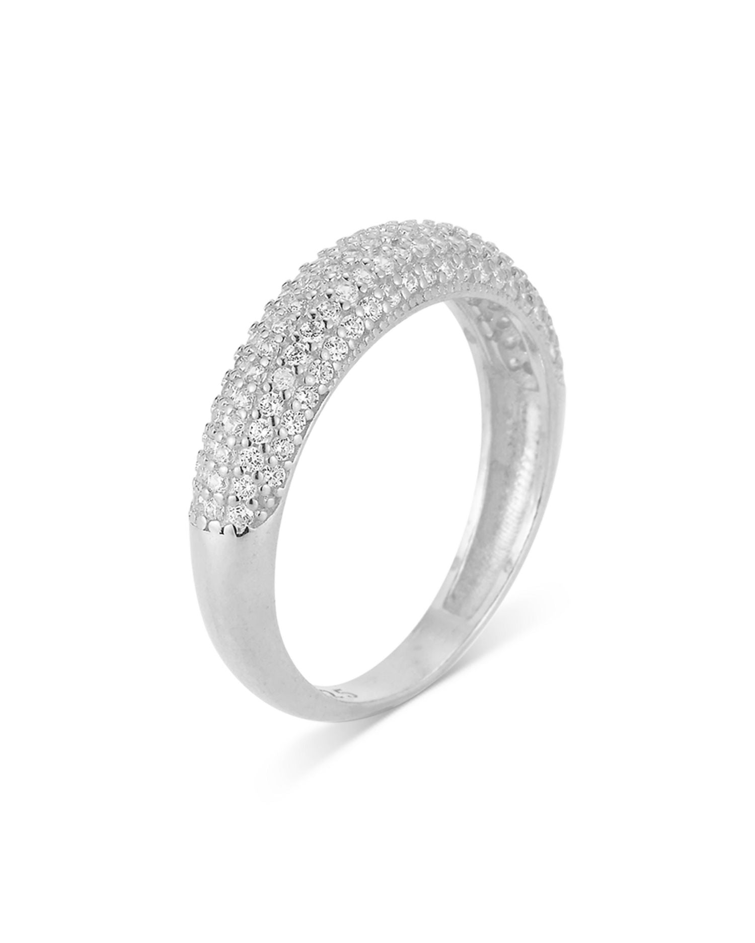 Pavé Dome Band Ring in Rhodium Plated Sterling Silver - Exclusive