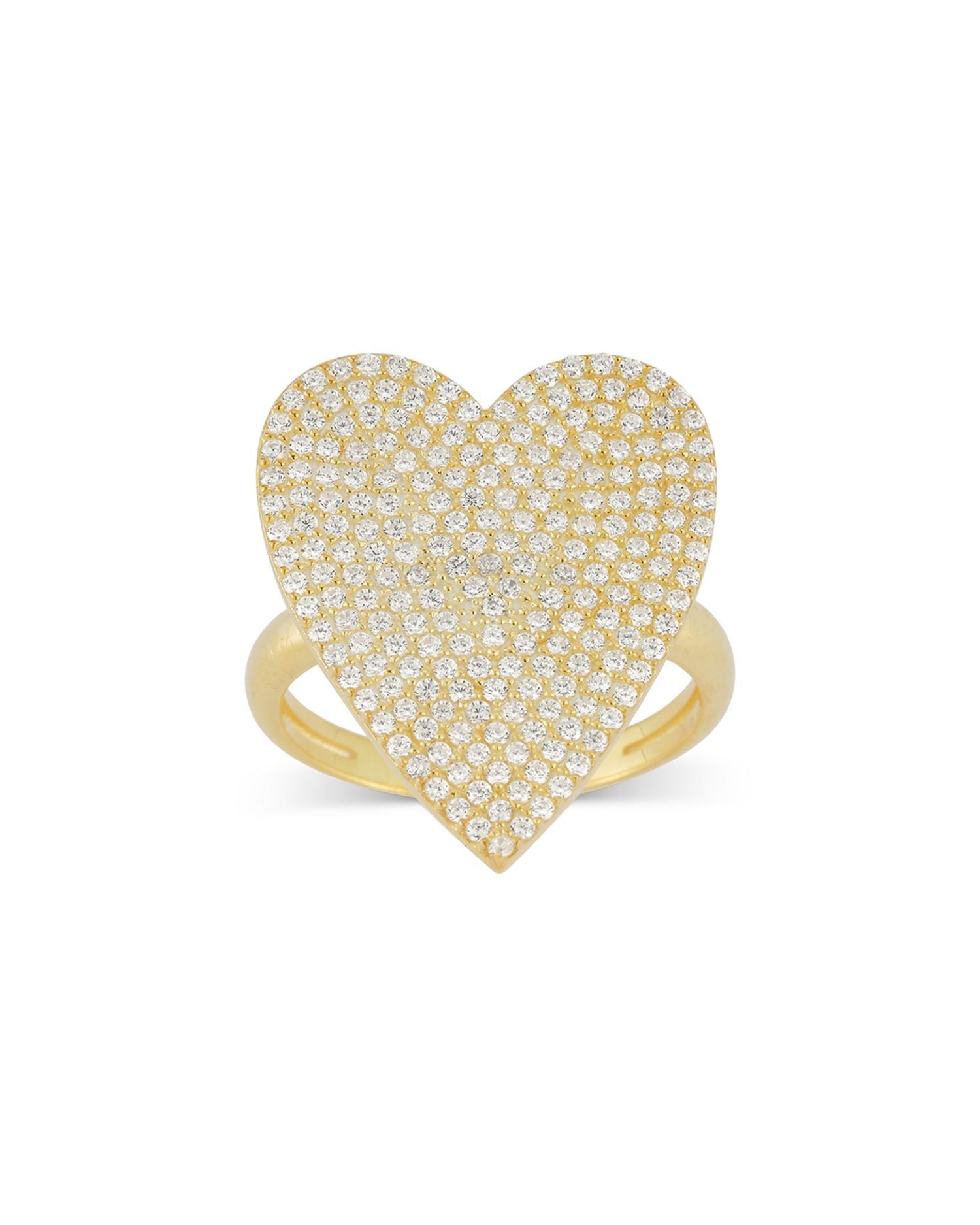 Pavé Heart Ring in 14K Gold Plated Sterling Silver - Exclusive