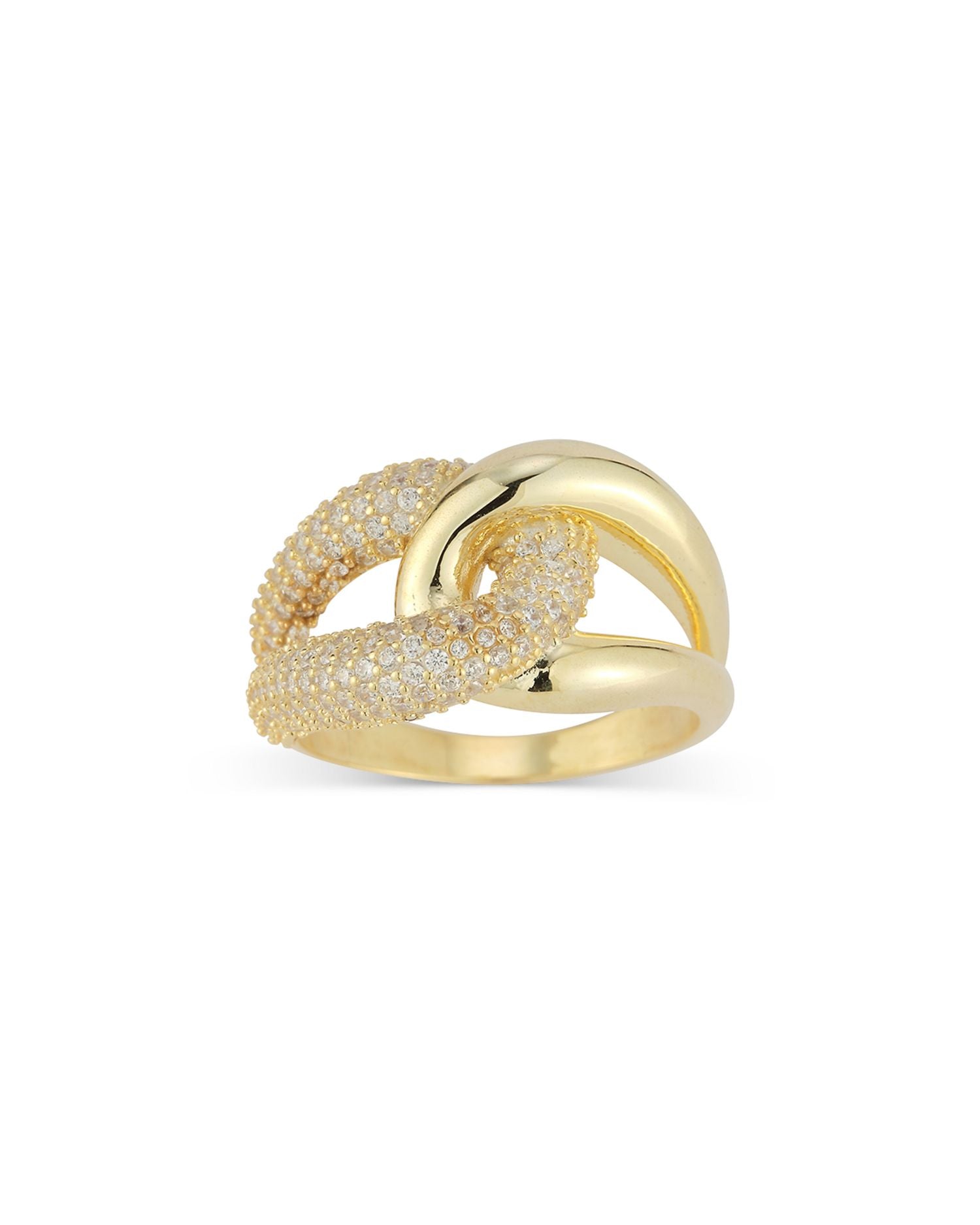 Pavé Link Ring in 14K Gold Plated Sterling Silver - Exclusive