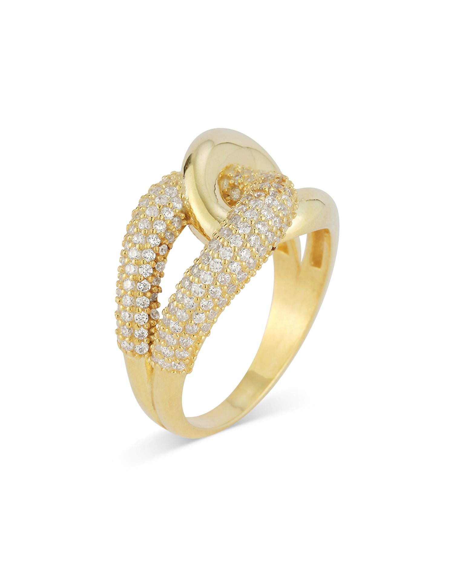Pavé Link Ring in 14K Gold Plated Sterling Silver - Exclusive