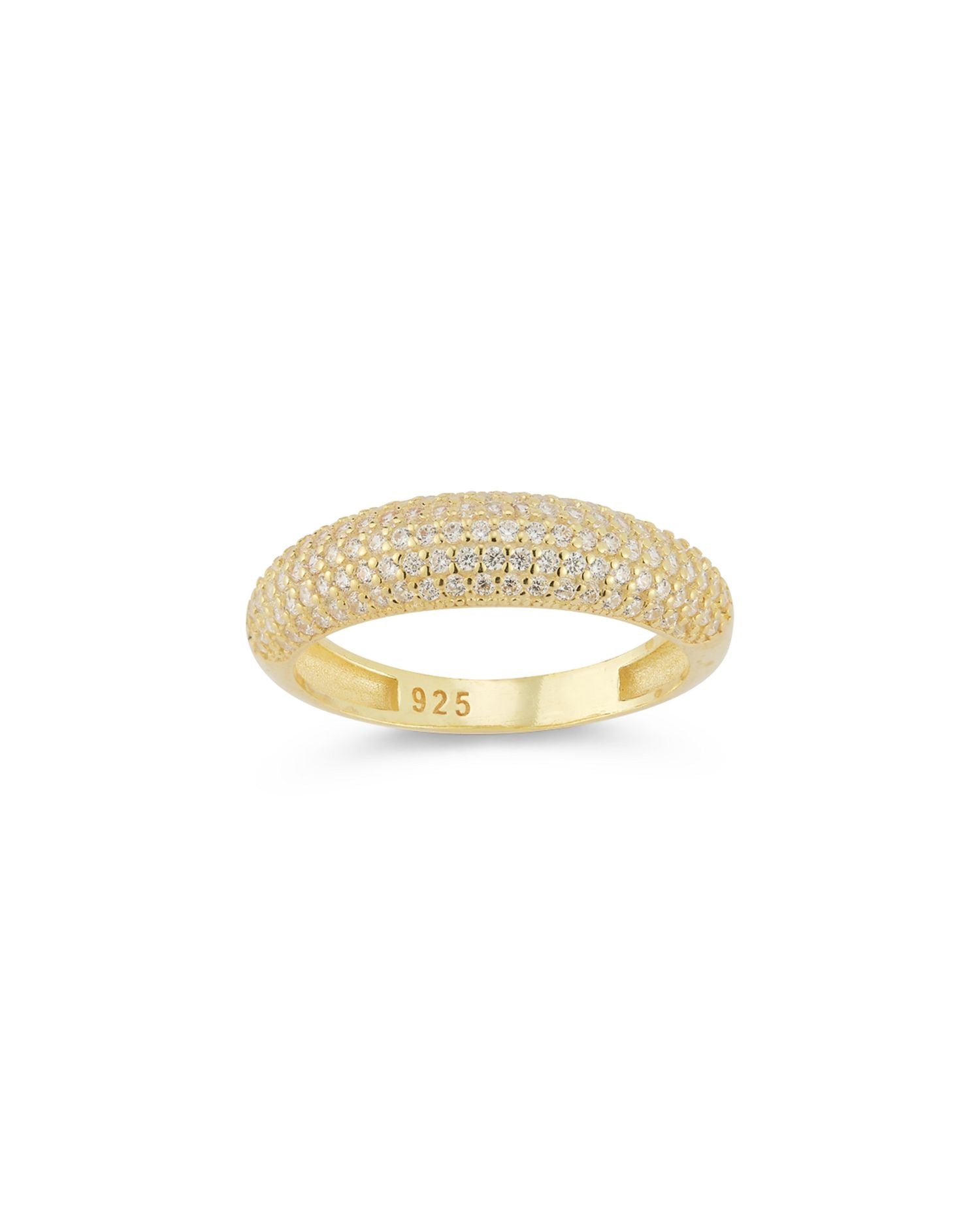 Pavé Dome Band Ring in 14K Gold Plated Sterling Silver - Exclusive