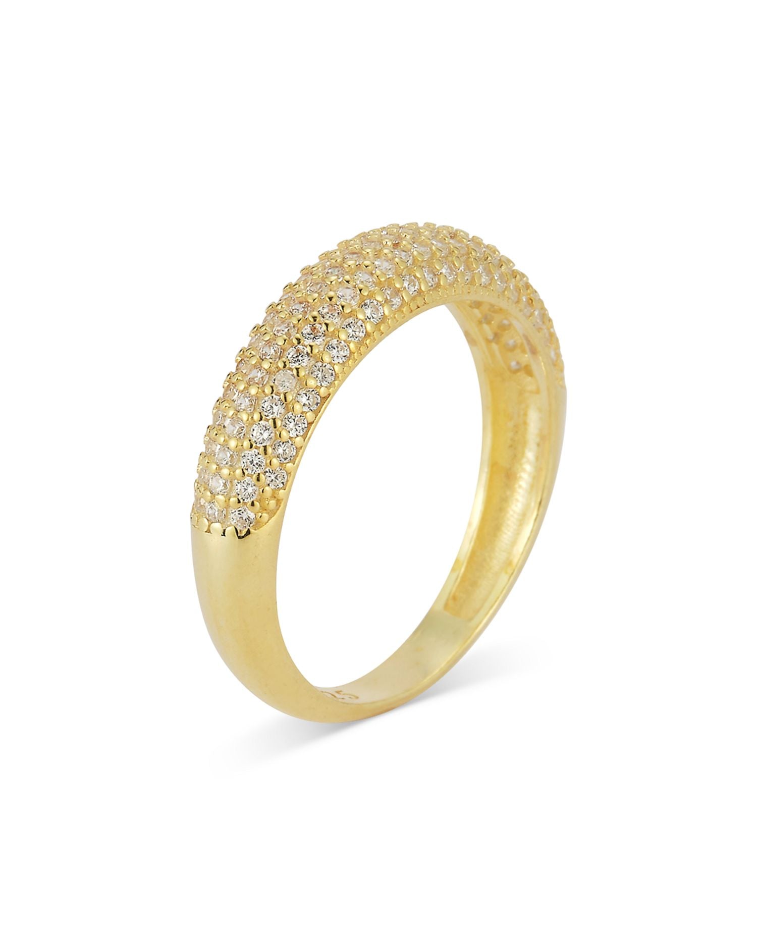 Pavé Dome Band Ring in 14K Gold Plated Sterling Silver - Exclusive