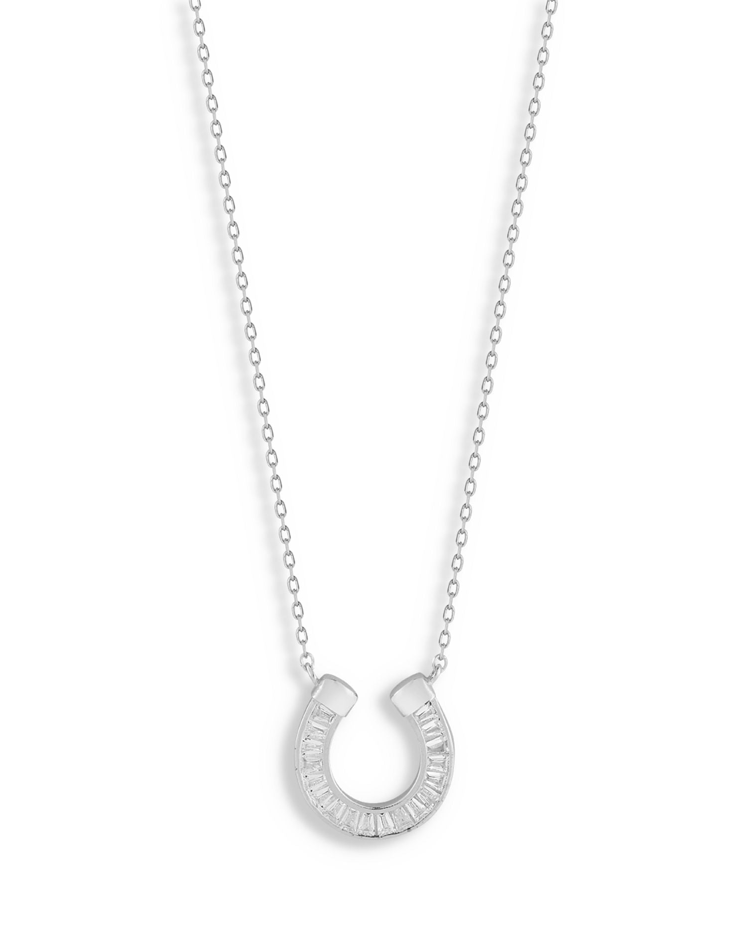 Pavé Horseshoe Pendant Necklace, 16'-18' - Exclusive