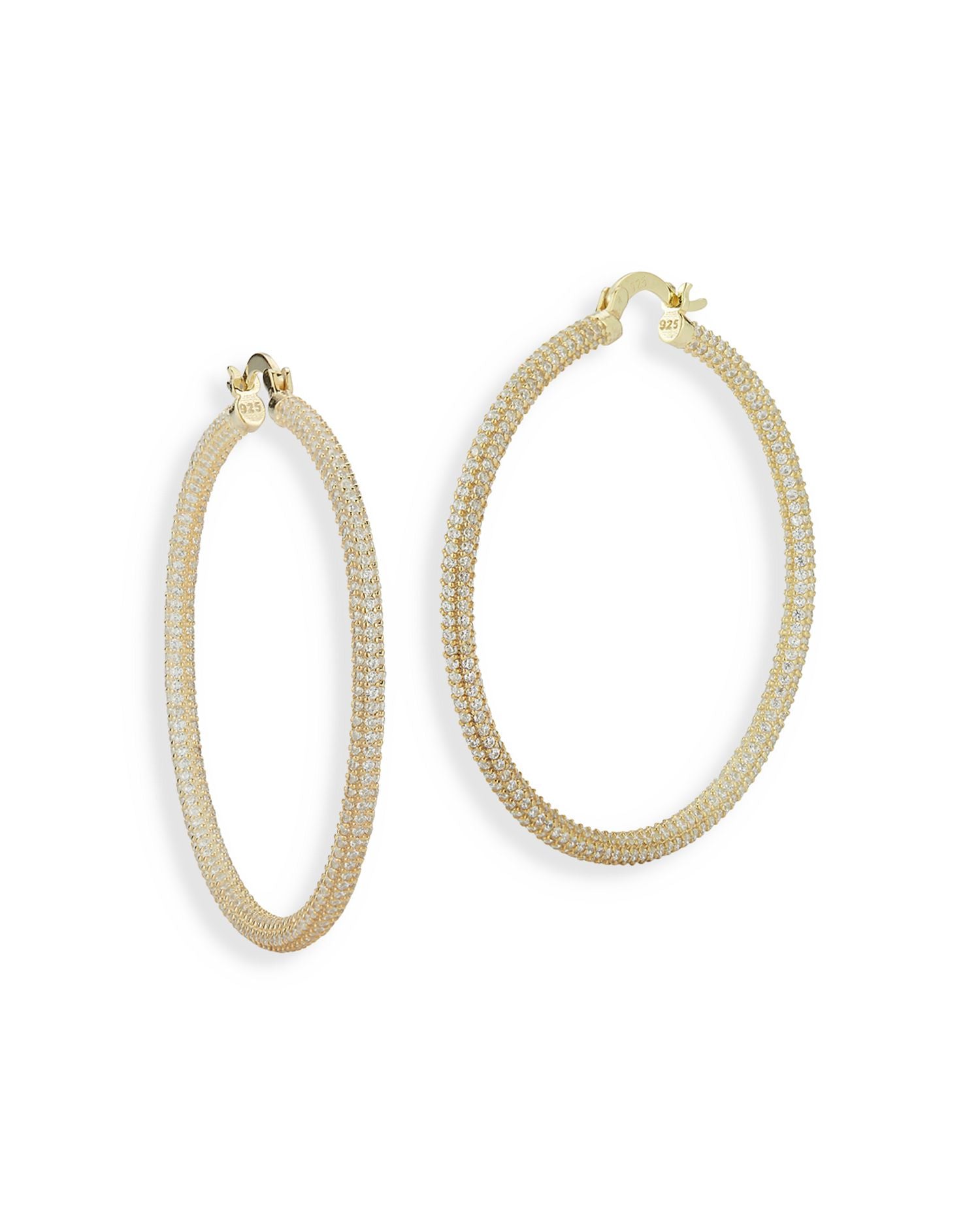 Pavé Large Hoop Earrings in 14K Gold Plated Sterling Silver - Exclusive