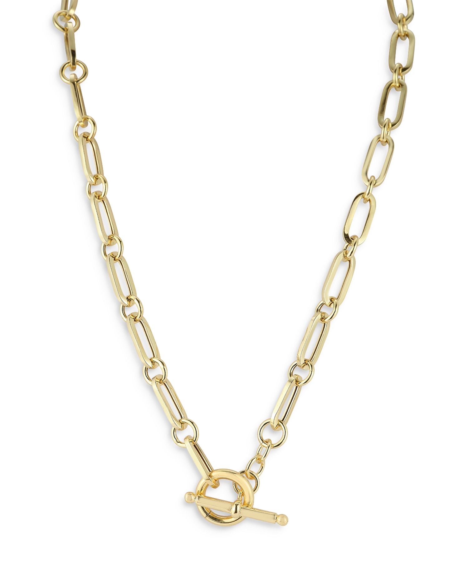 Paperclip Chain Collar Necklace in 14K Gold Plated, 18' - Exclusive