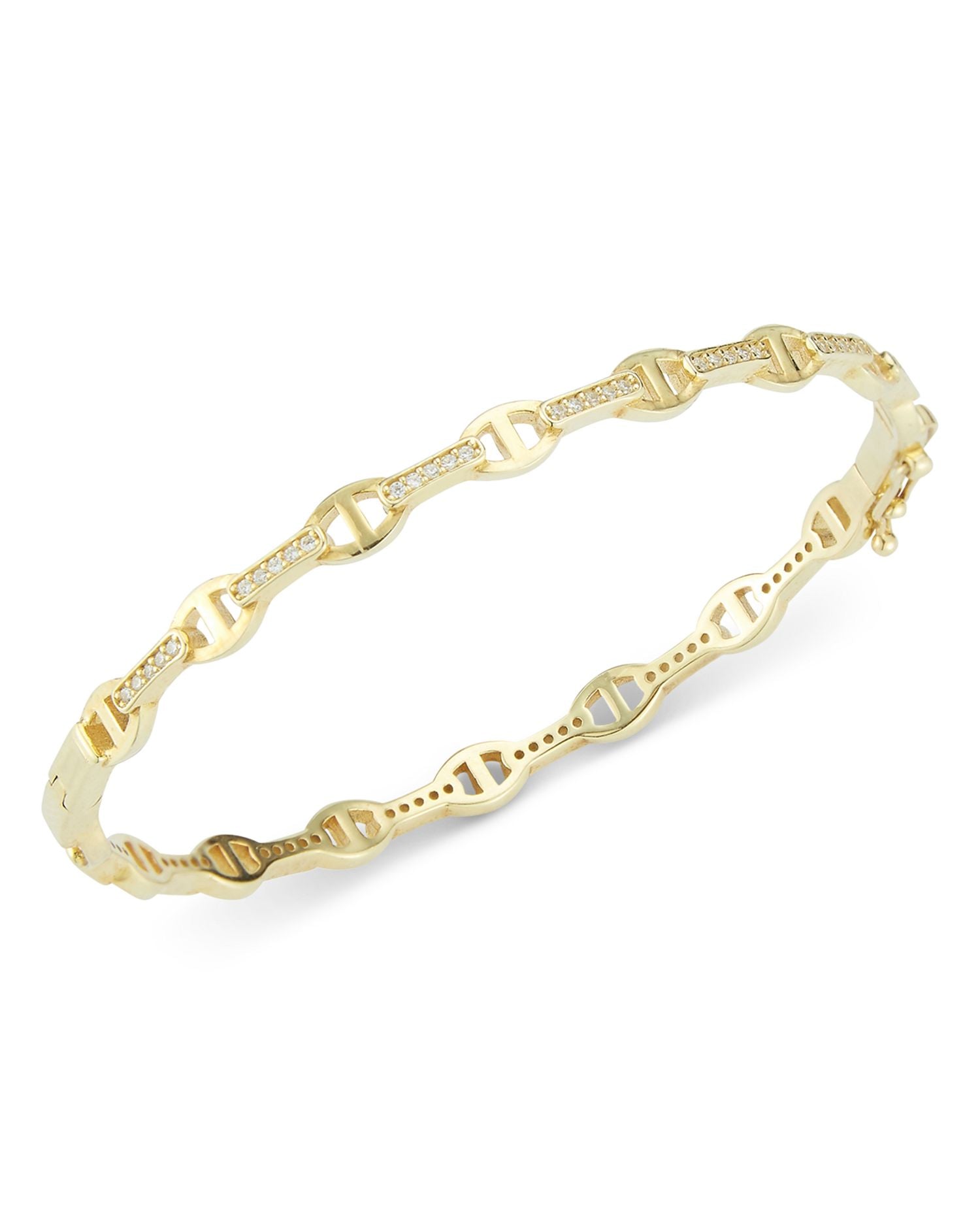 Pavé & Mariner Link Bangle Bracelet in 14K Gold Plated Sterling Silver - Exclusive