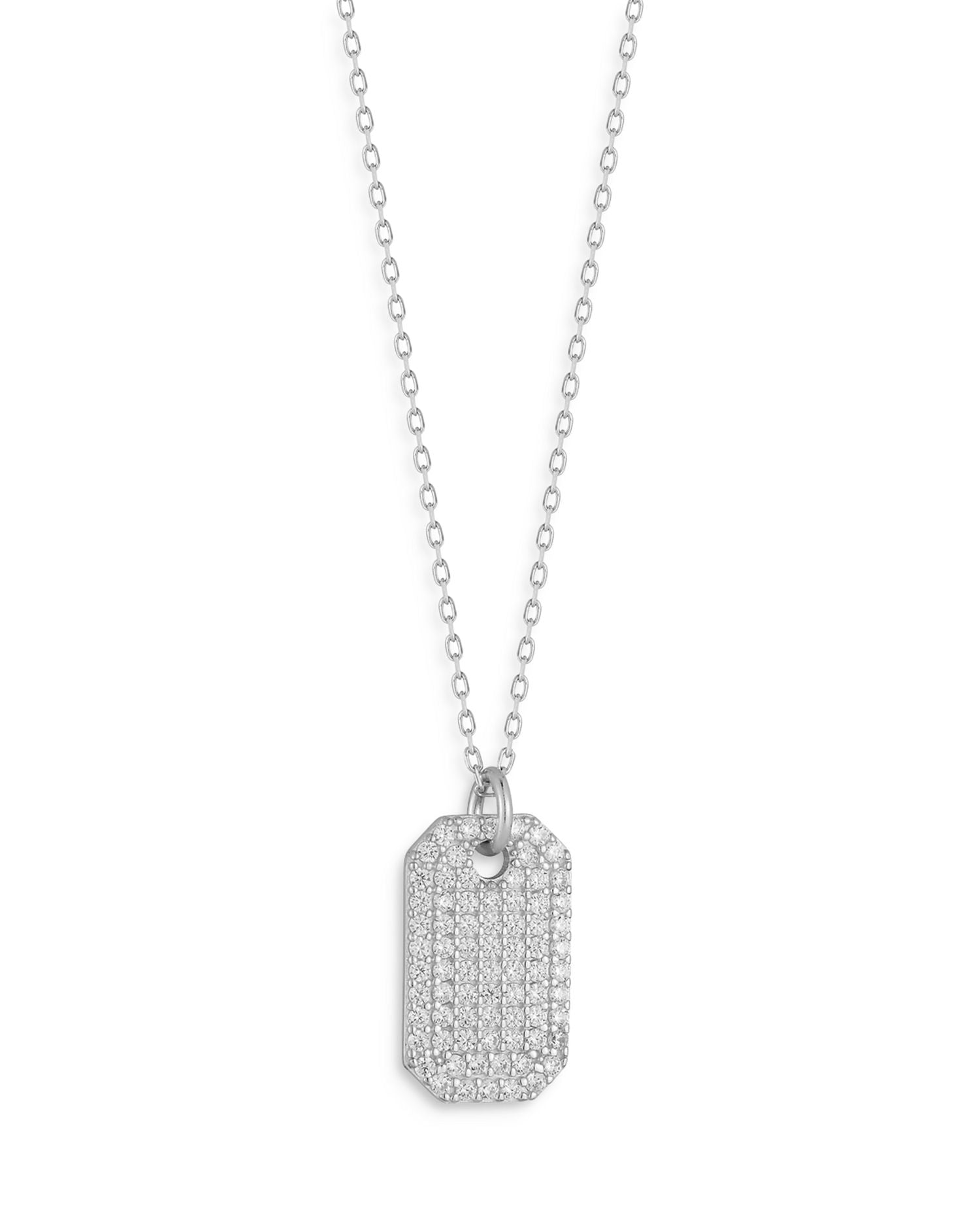 Pavé Tag Pendant Necklace, 16'-18' - Exclusive
