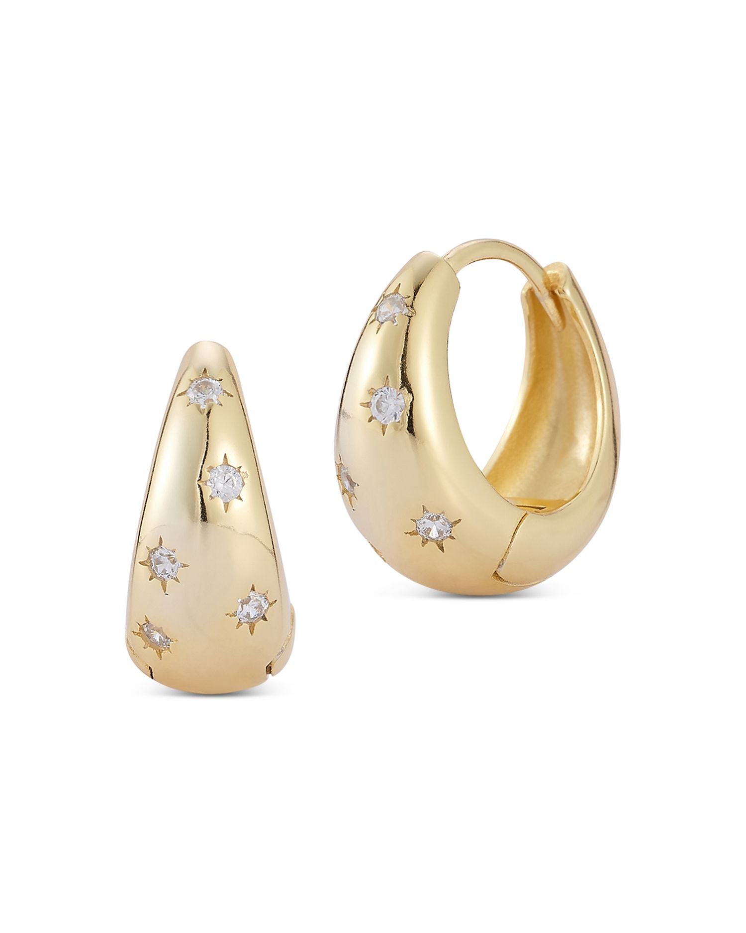 Pavé Star Bold Wide Huggie Hoop Earrings - Exclusive