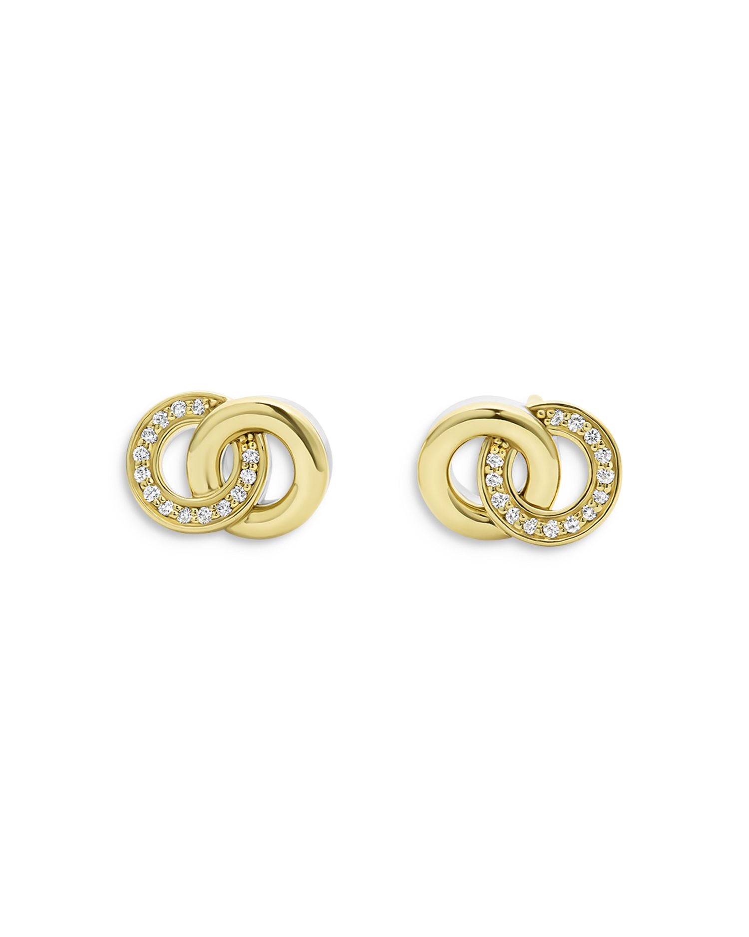 18K Yellow Gold & Sterling Silver Signature Caviar Diamond Interlocking Stud Earrings