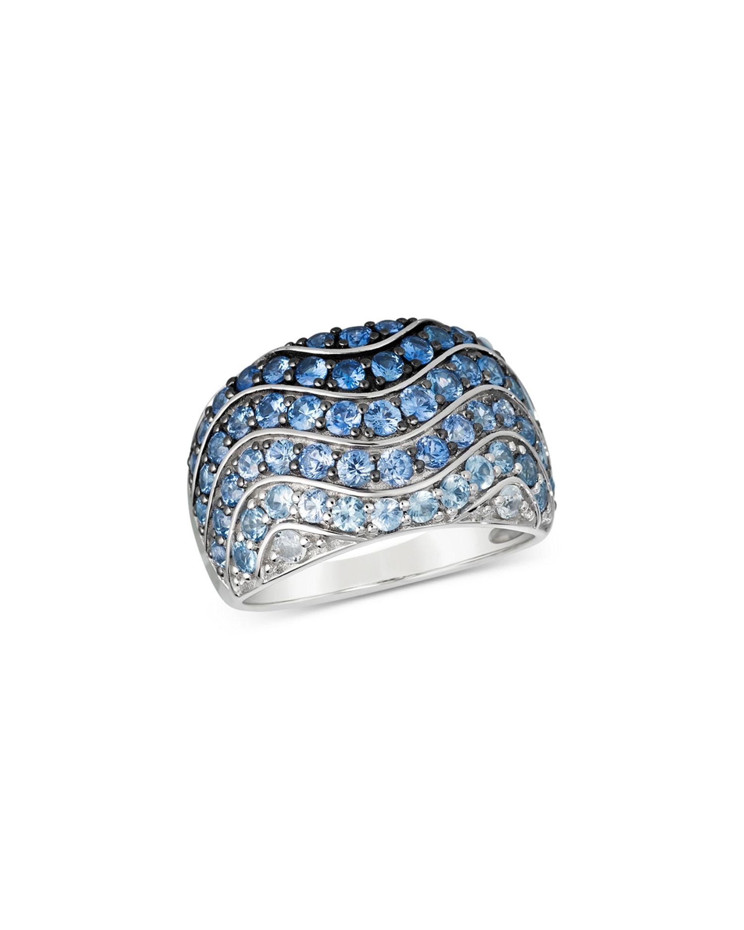 Sapphire Ombre & White Sapphire Statement Ring in 14K White Gold