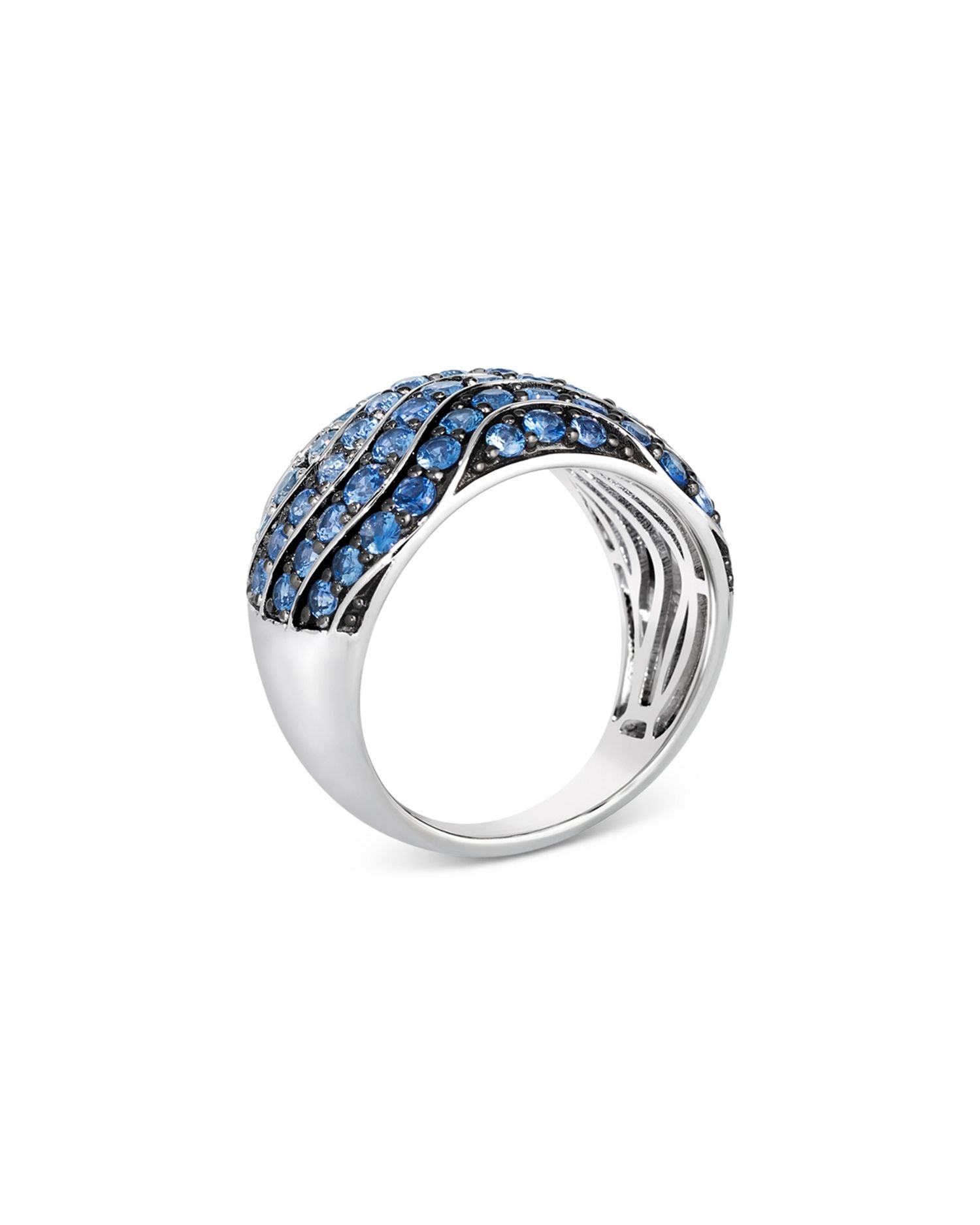 Sapphire Ombre & White Sapphire Statement Ring in 14K White Gold