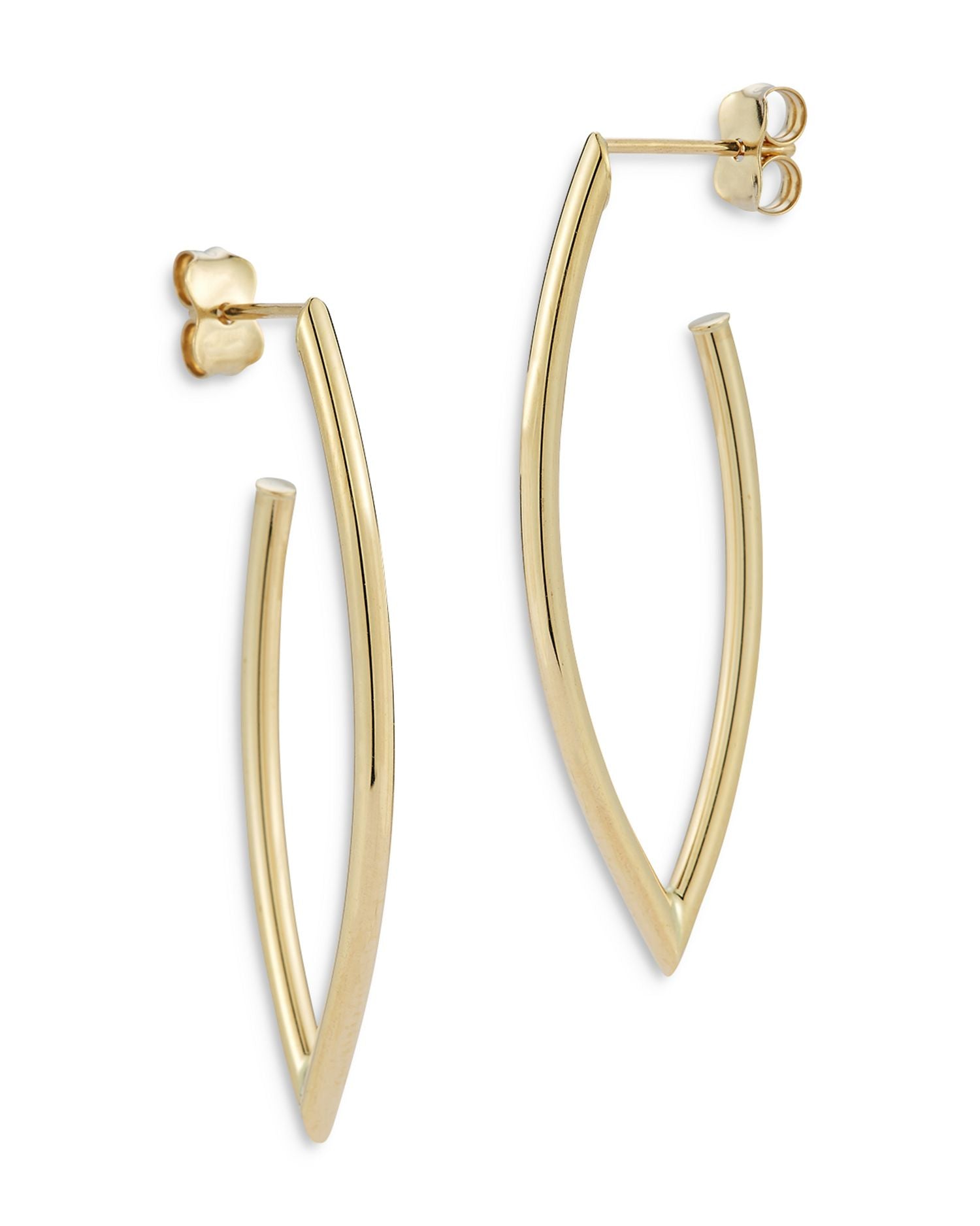 Navette Hoop Earrings in 14K Yellow Gold