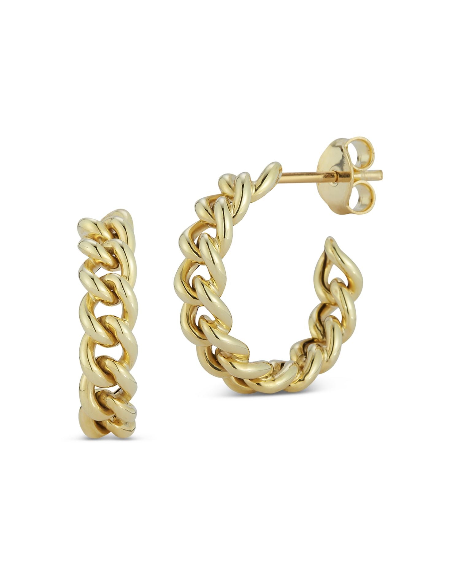 Curb Chain Hoop Earrings in 14K Yellow Gold