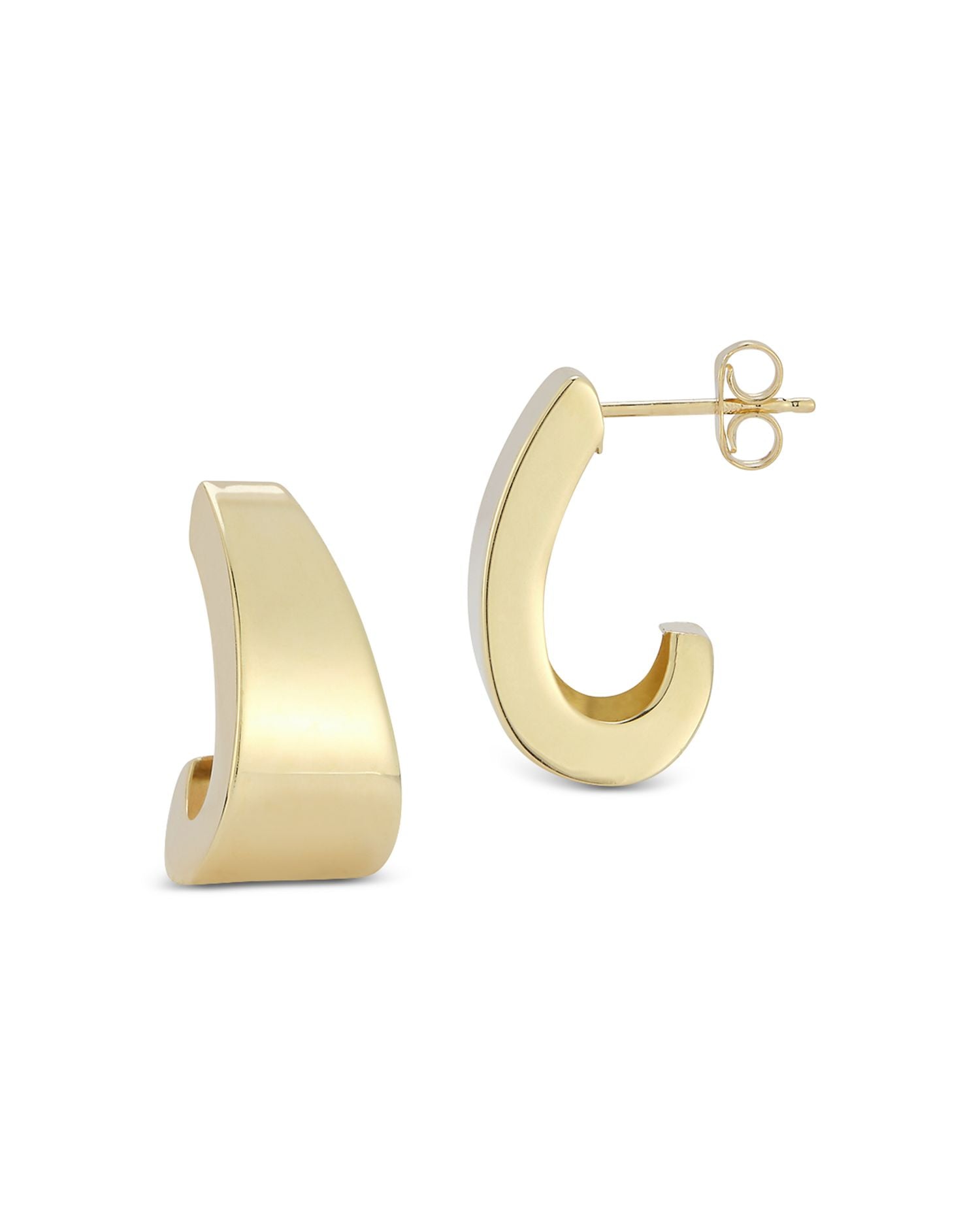 Bold J Hoop Earrings in 14K Yellow Gold
