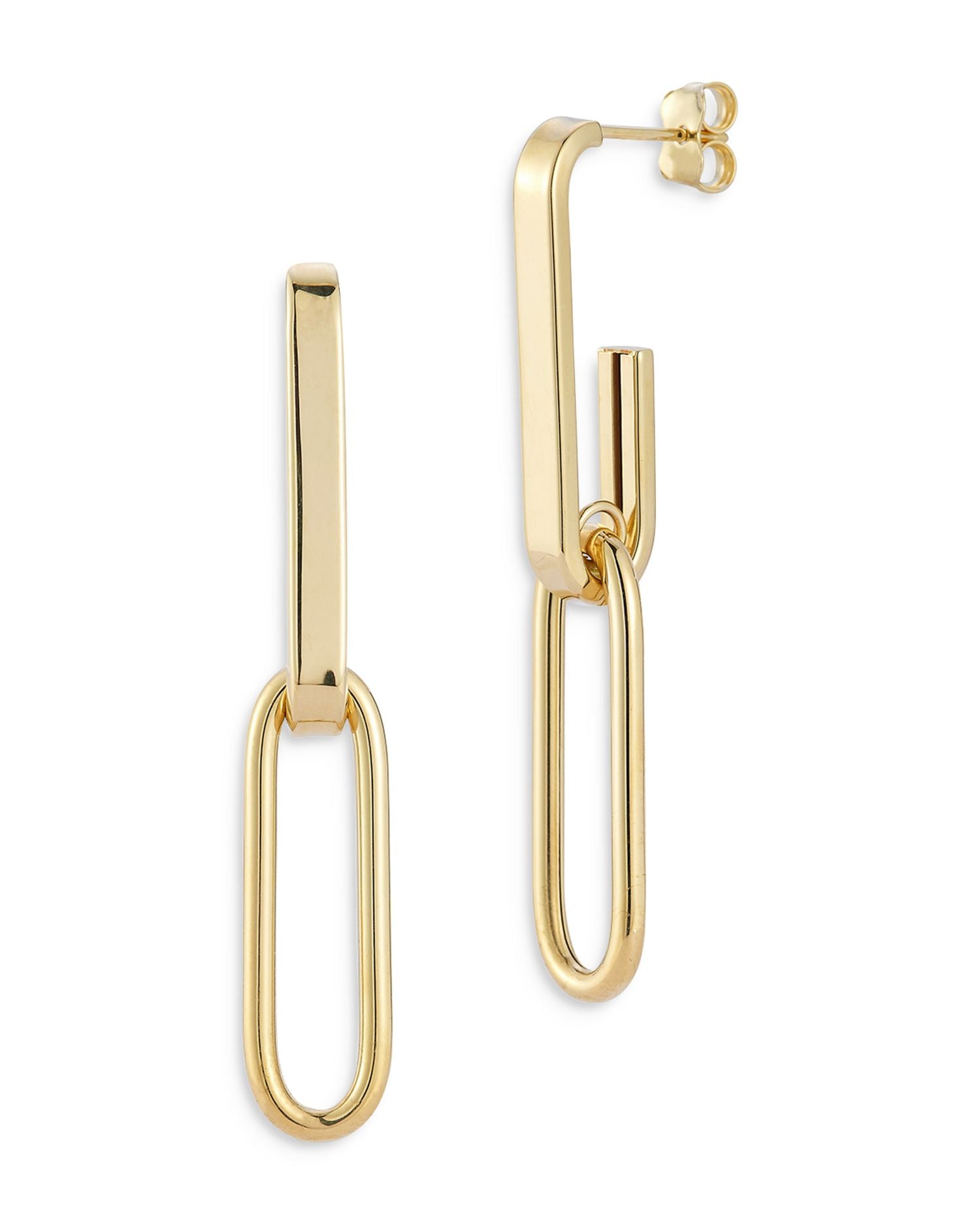 Elongated Link Drop Earrings in 14K Yellow Gold