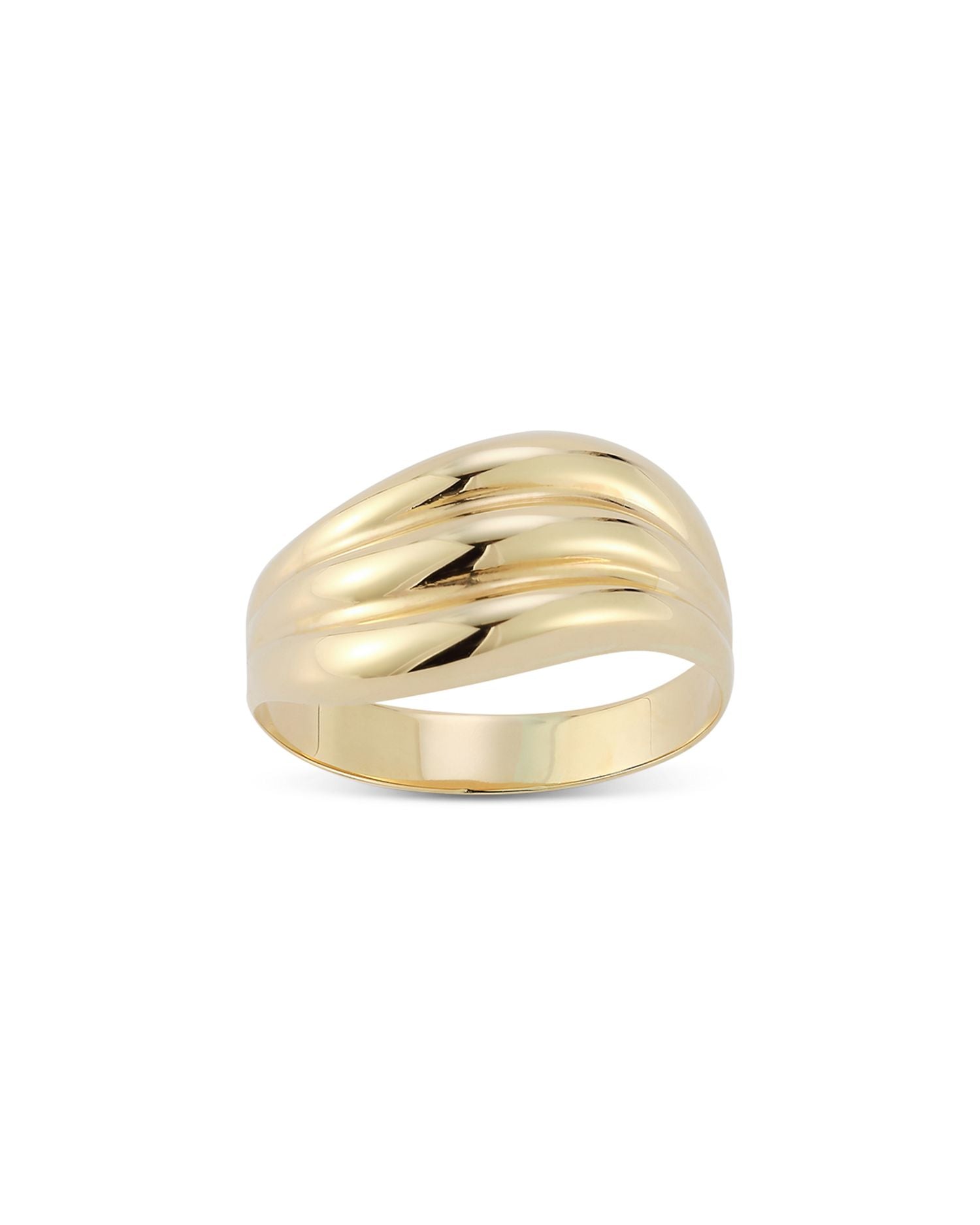 Polished Triple Wave Statement Ring in 14K Yellow Gold
