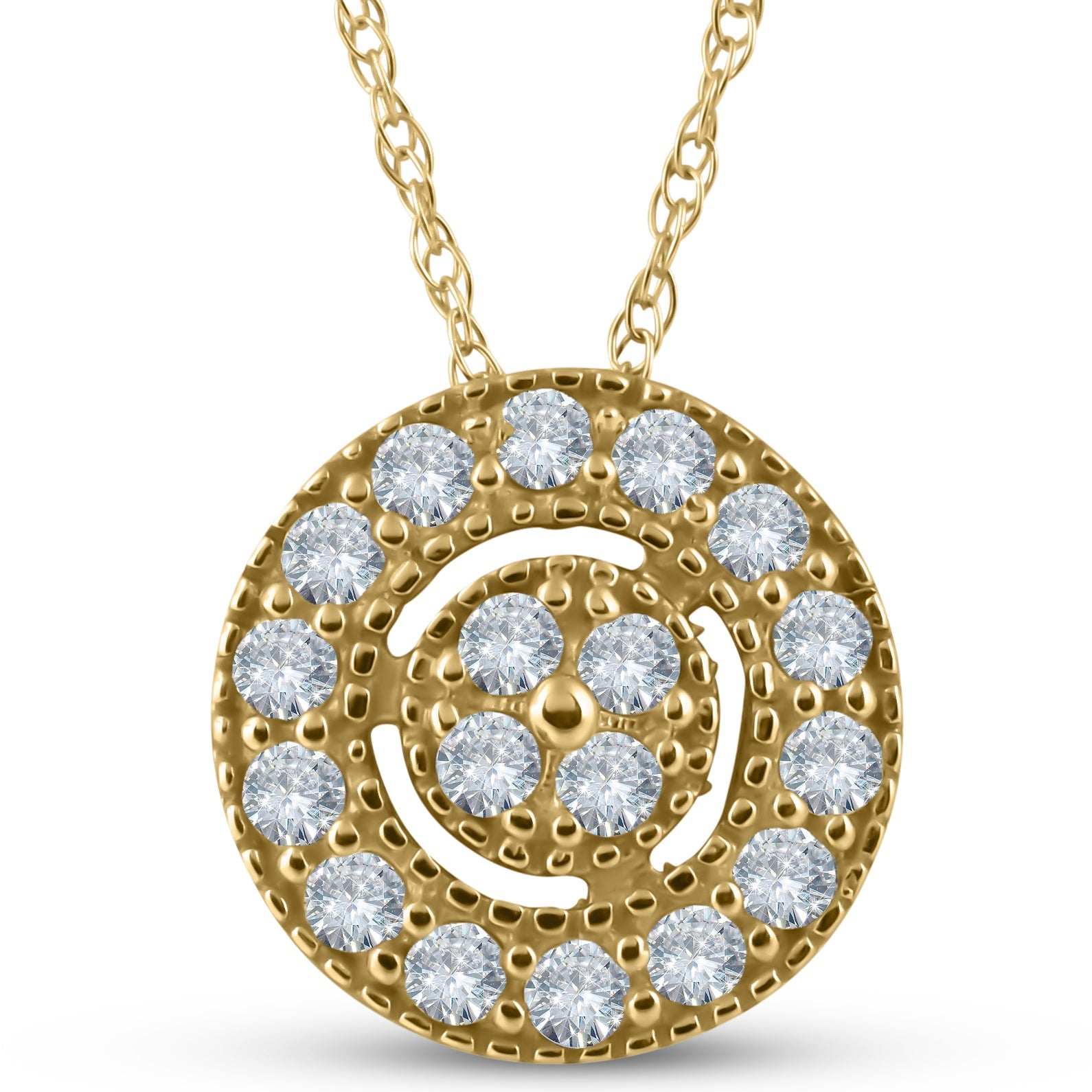 1/4 ct Diamond Pave Halo Pendant Yellow Gold Women's Necklace & 18' Chain
